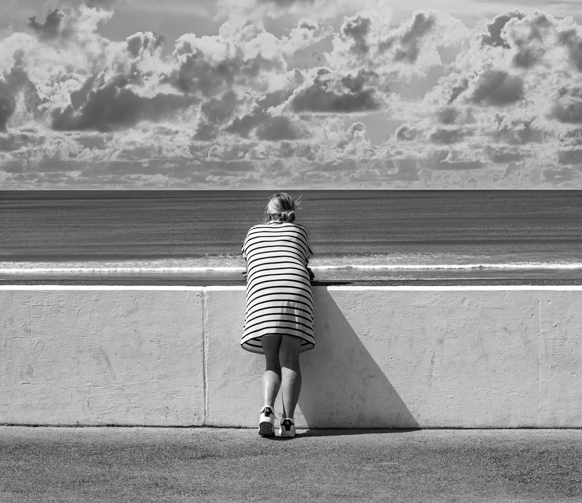 Woman in Striped Dress