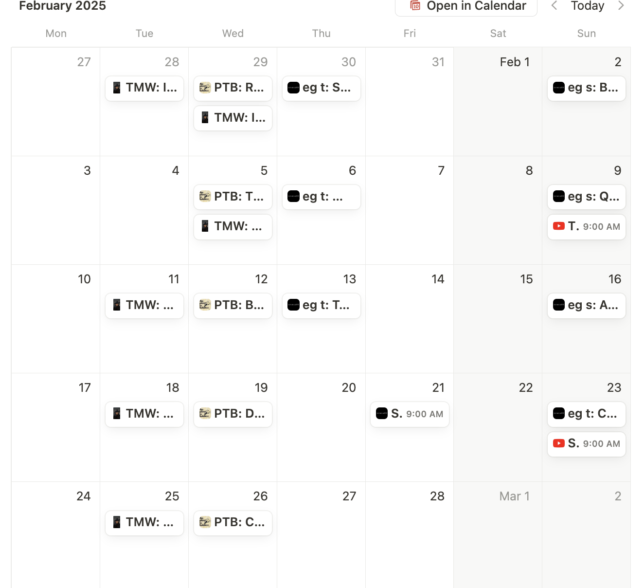 Notion calendar