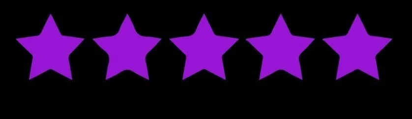 Graphic of five purple stars symbolizing 5-star customer satisfaction and top-rated auto detailing services at MB Detailing in Akron, Ohio.