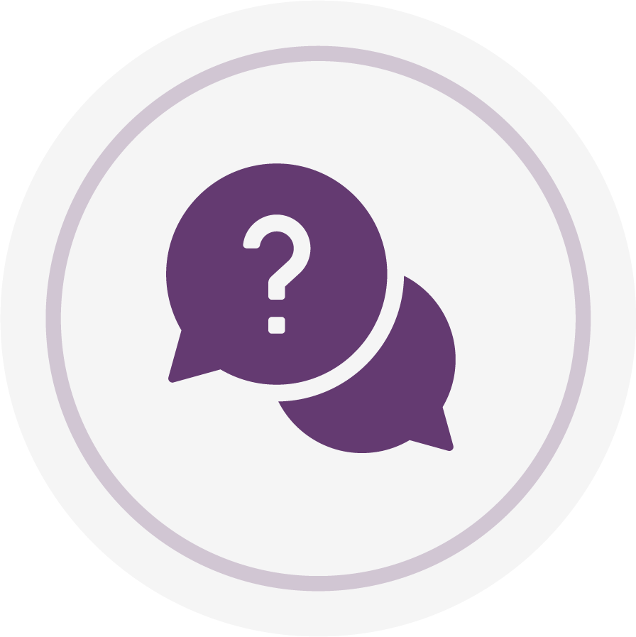 Icon with a speech bubble with a question mark inside