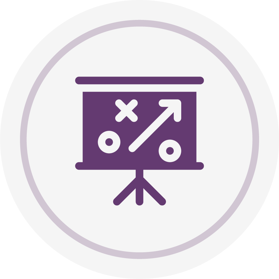 Icon of a screen with planning symbols