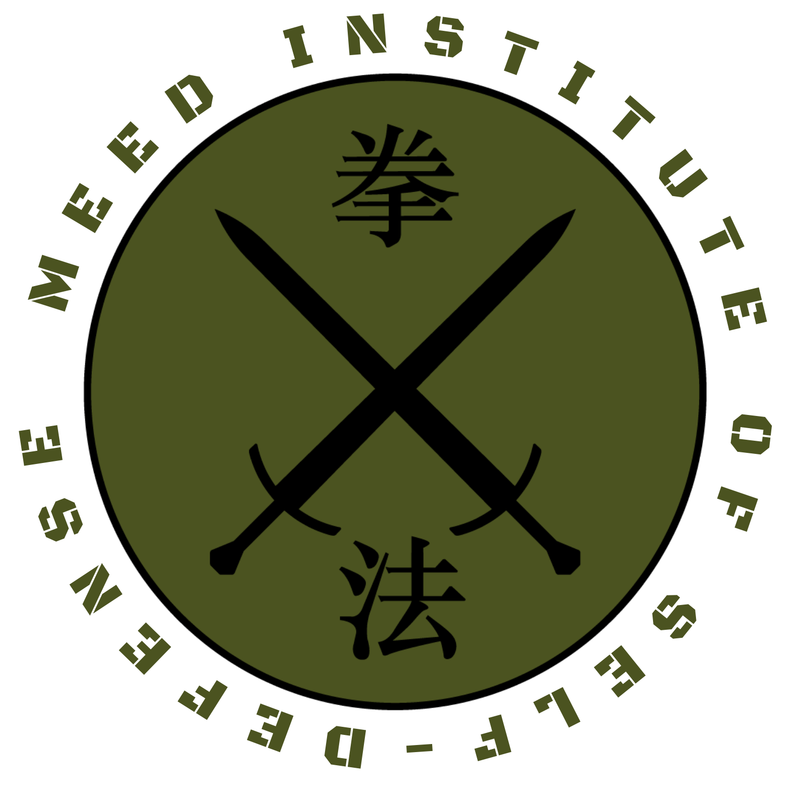 Meed Institute of Self-Defense logo featuring crossed swords and Chinese martial arts characters.