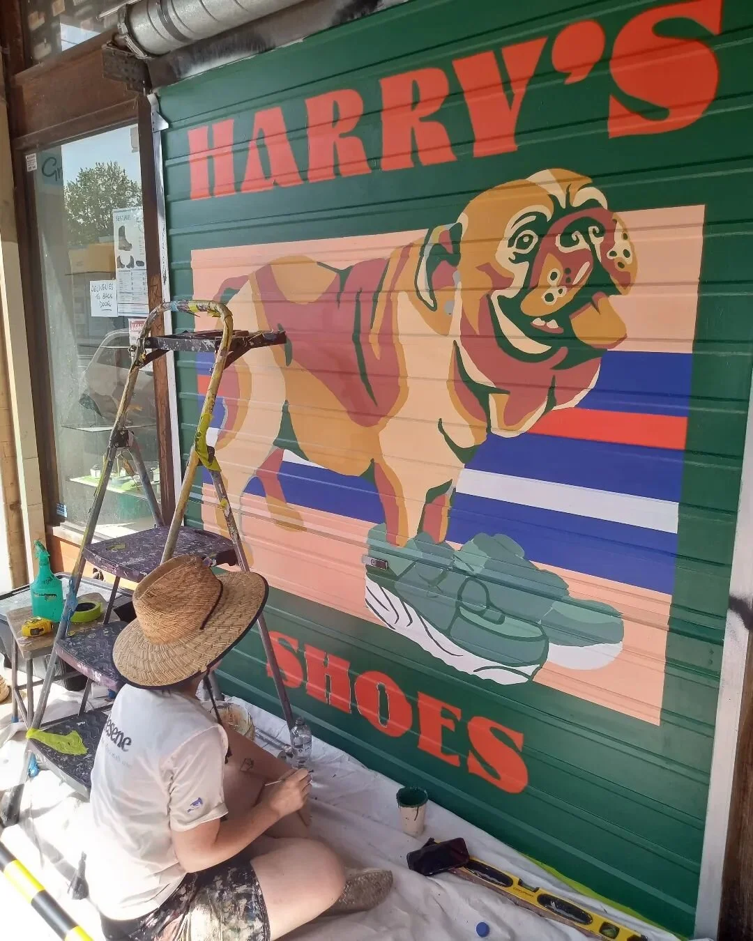 Located at 235 Barkly Street Footscray - Harry's Shoes Plus has been a long standing retailer to Footscray locals 💙🤍&hearts;️

The amazing @justinemcallister has been working away this (HOT) long weekend at completing this amazing work of arts for 