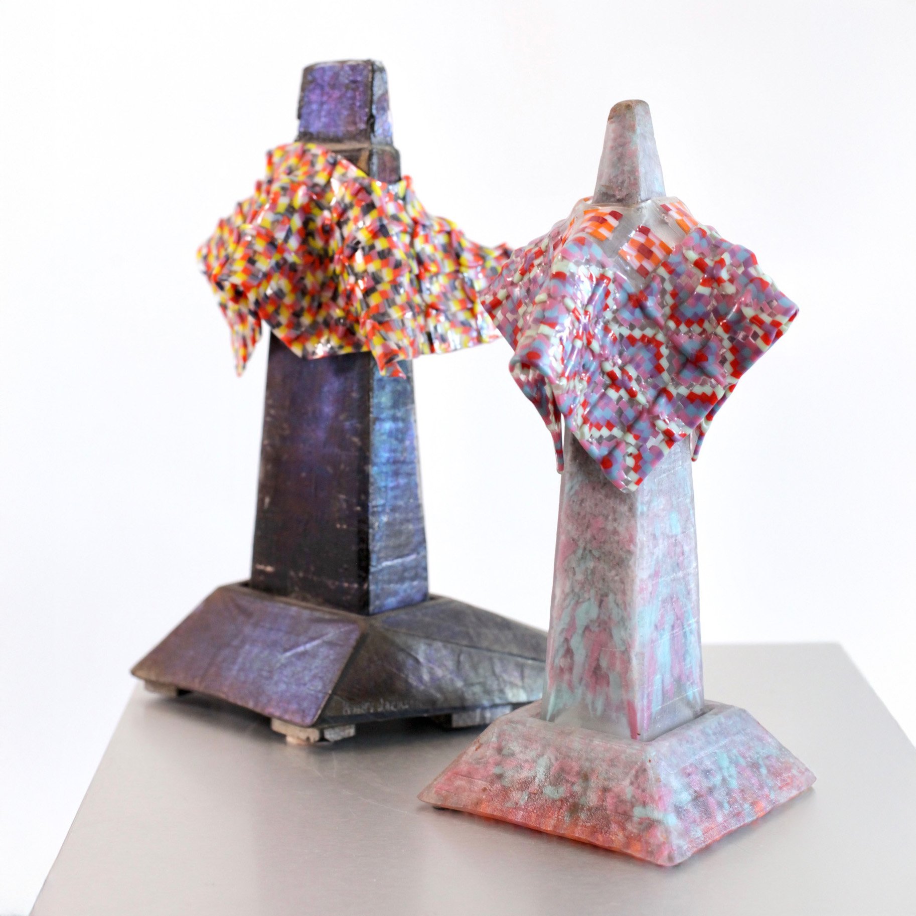 Pair of Cast Glass Table Top Sculptures by Cathy Jackson 1.jpg
