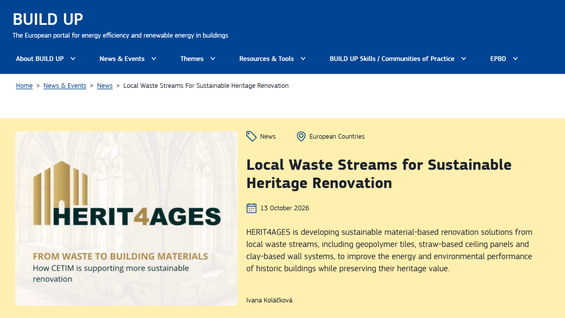 New Press Release Explores HERIT4AGES Renovation Solutions