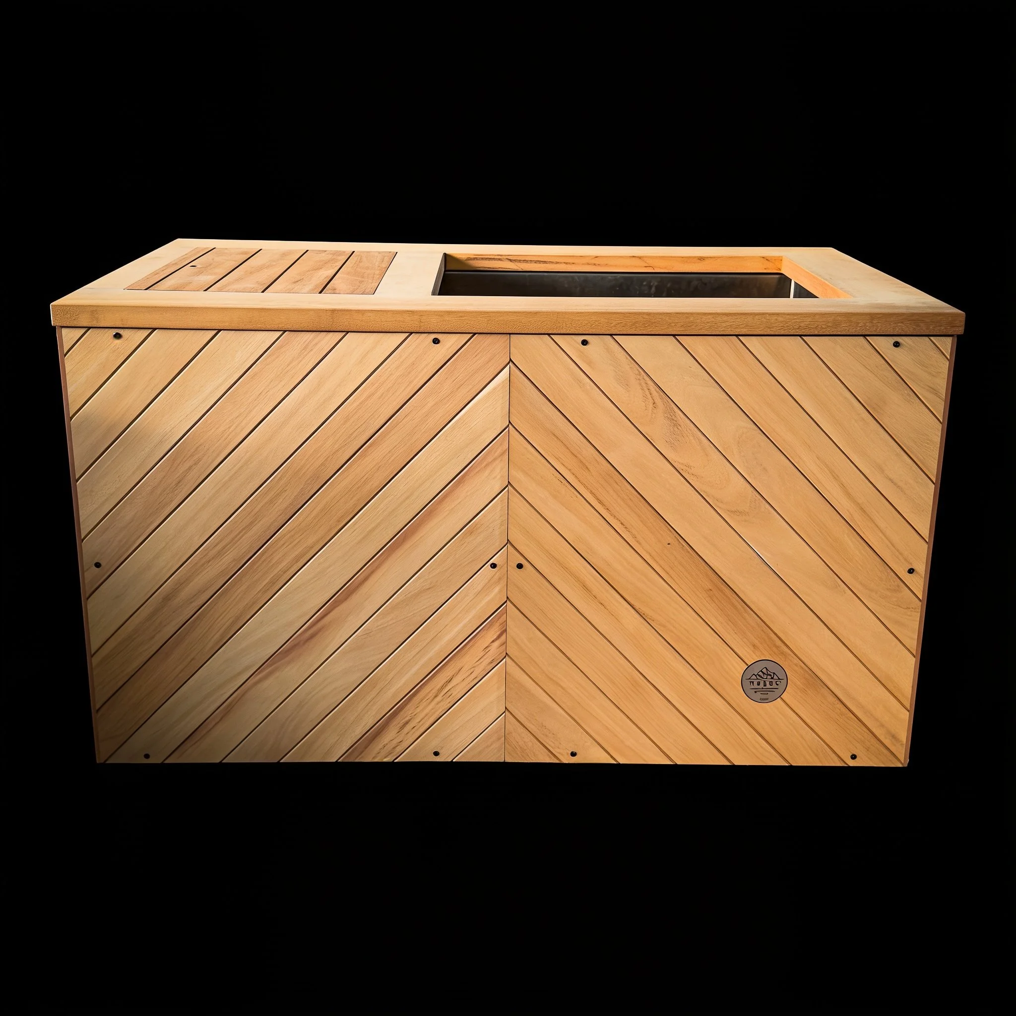 Pagoc Health ice bath with Iroko hardwood cladding and stainless steel tub