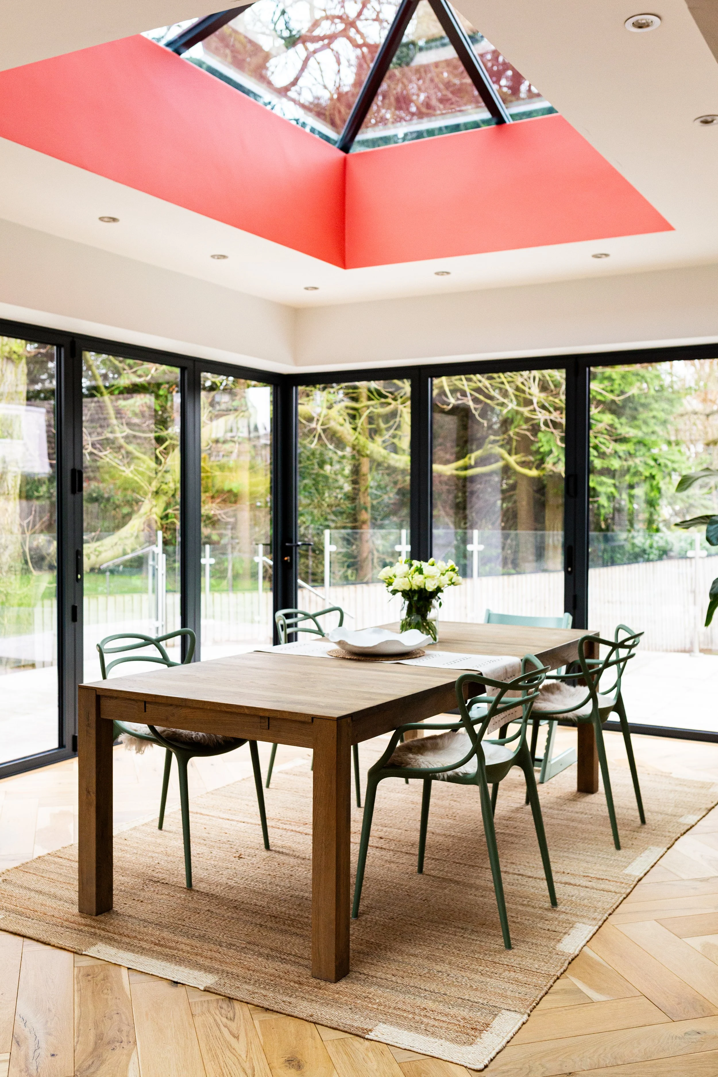 Open plan kitchen dining living extension, detached house, Leeds UK