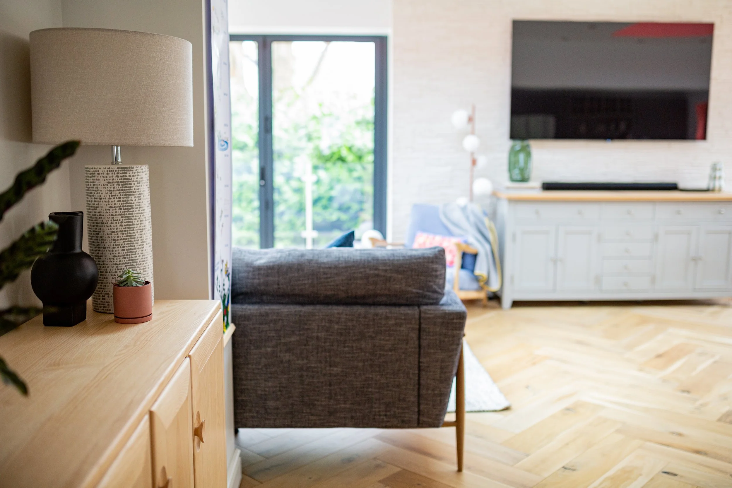 Open plan kitchen dining living extension, detached house, Leeds UK