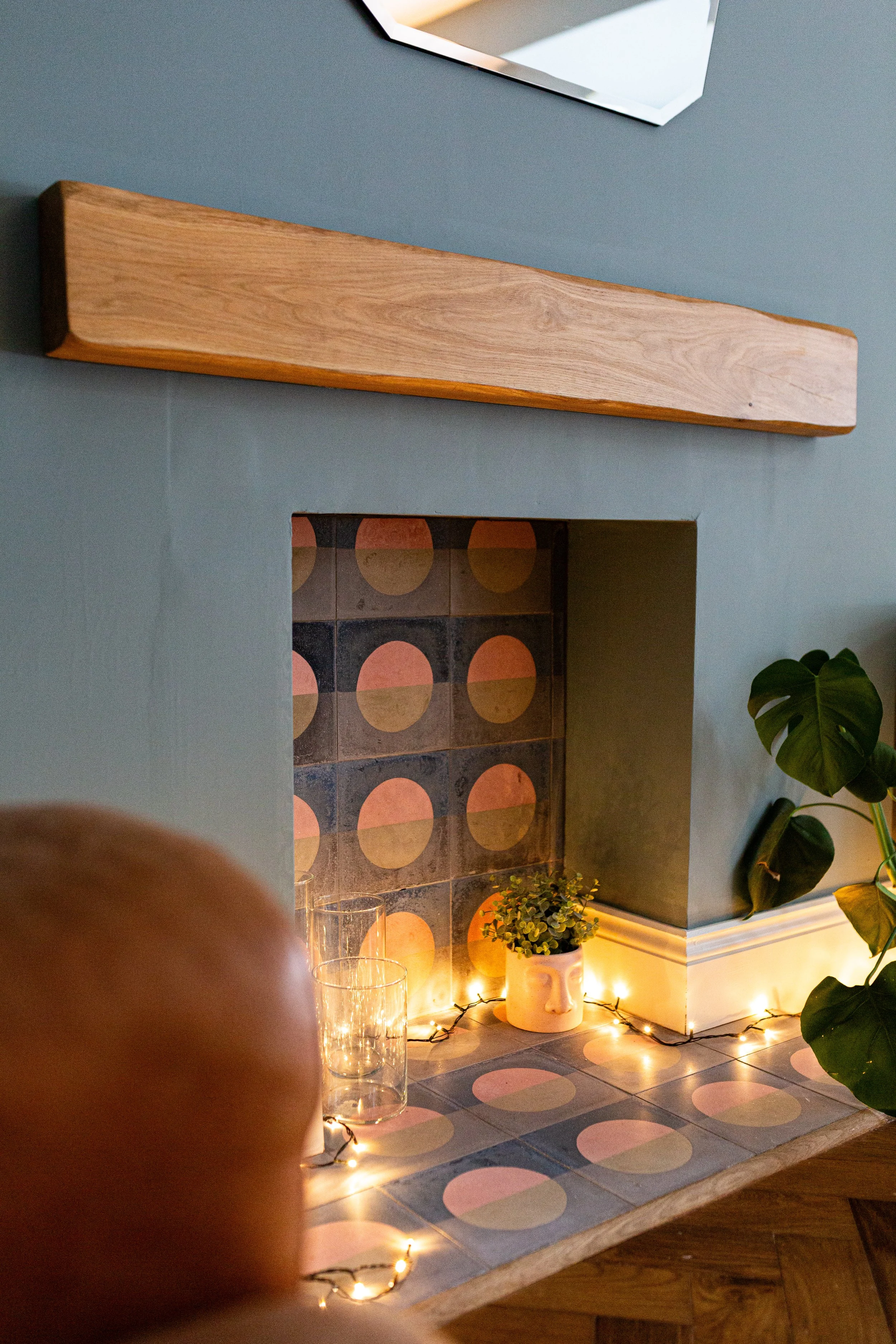 Living room fireplace tiles
