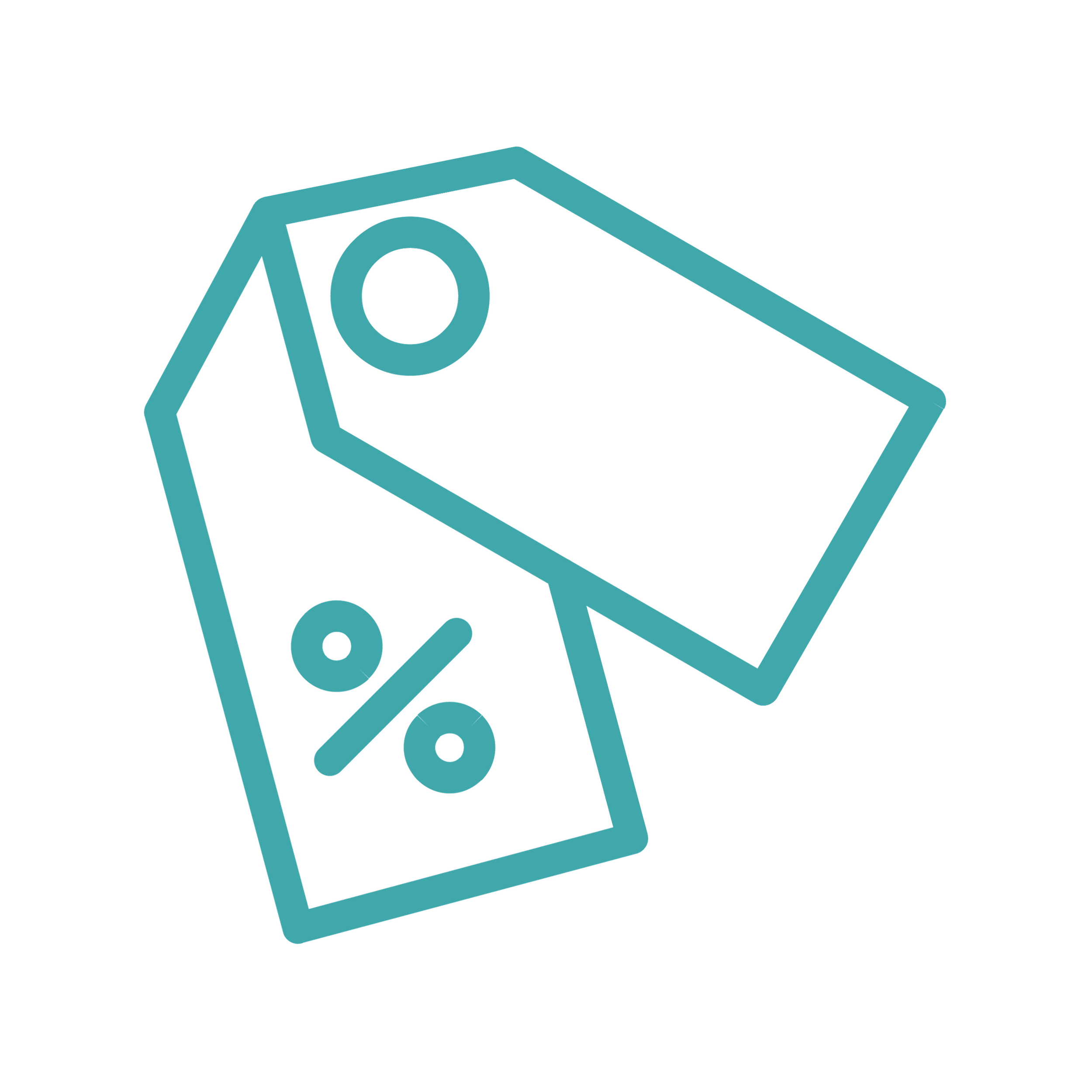 Icon of two price tags, one with a percentage symbol.