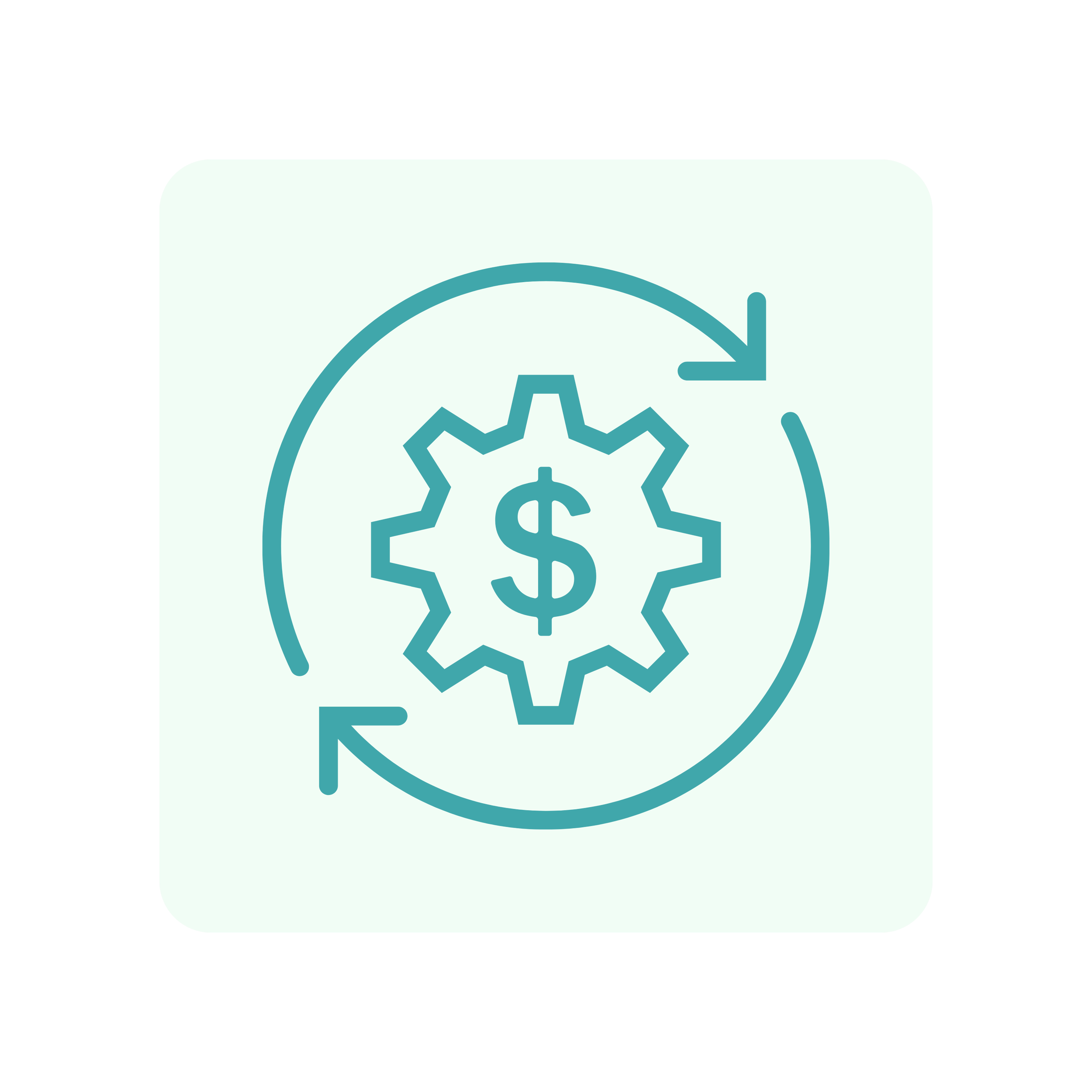Icon of a gear with a dollar sign in the center, surrounded by two curved arrows forming a circle, representing financial or economic cycle.