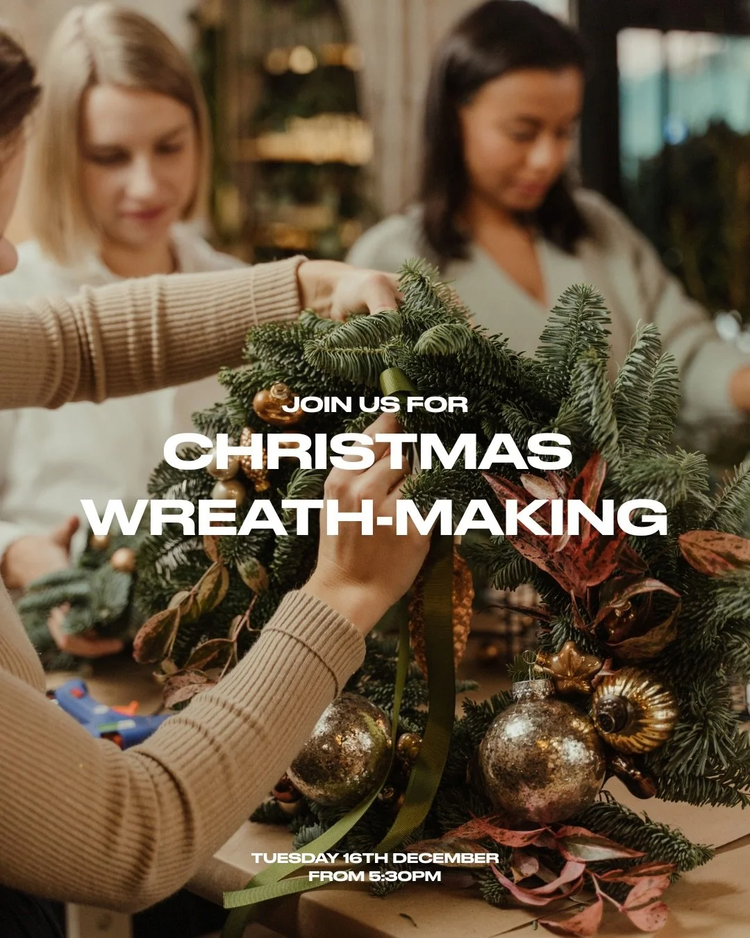 🎄 Let&rsquo;s get festive 🎄

Cosy evenings + festive creativity incoming ✨

Join us on Tuesday 16th December for a calm, joyful night of wreath-making inside our NQ studio

Expect:
✨ A 40cm Christmas wreath crafted with guidance from @floriental.uk