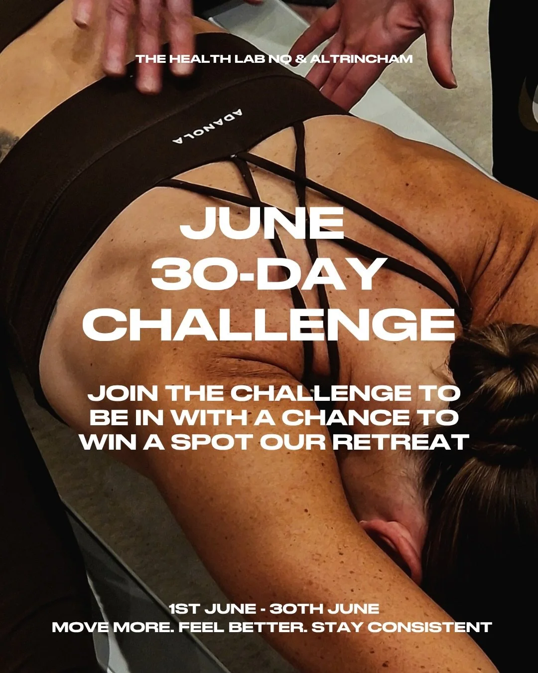 JUNE 30-DAY CHALLENGE ☀️ 

Move more. Feel better. Stay consistent. 

From June 1st&ndash;30th, earn points through classes and unlock rewards along the way 👀 
 
HOW TO JOIN: 
-The challenge is available at both studios 
-Sign up before 8th June (si