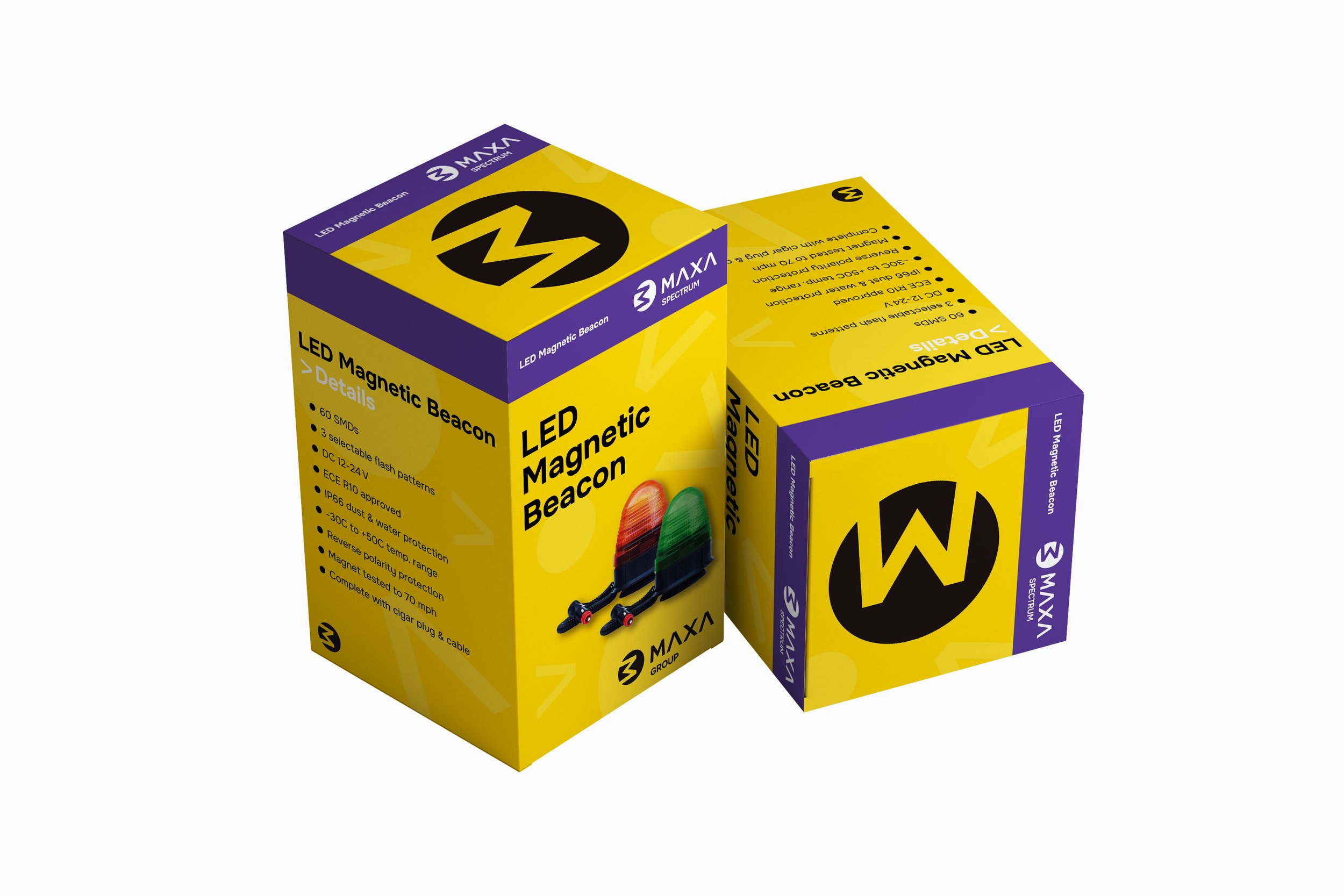 LED Magnetic Beacon product packaging design using net template