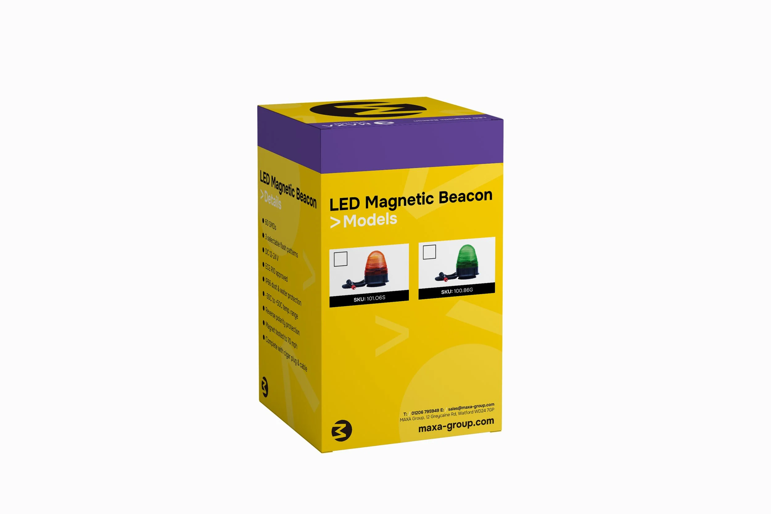 LED Magnetic Beacon product packaging design using net template