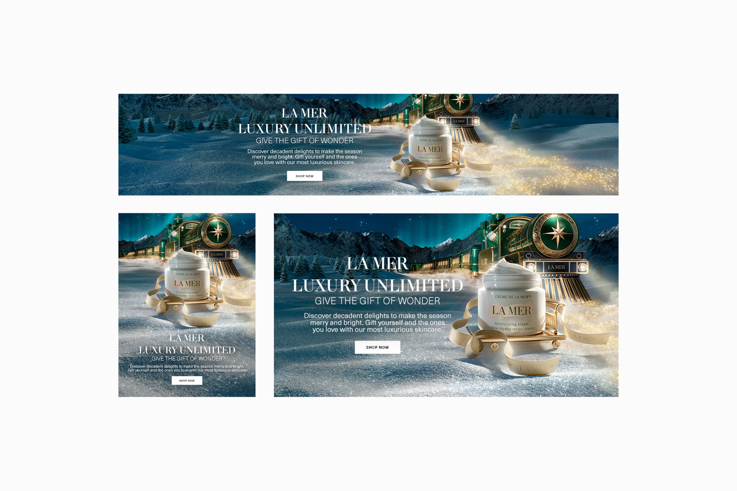 Christmas 2024 e-tailer and pureplay banners. Artworked from initial design across a wide variety of sizes