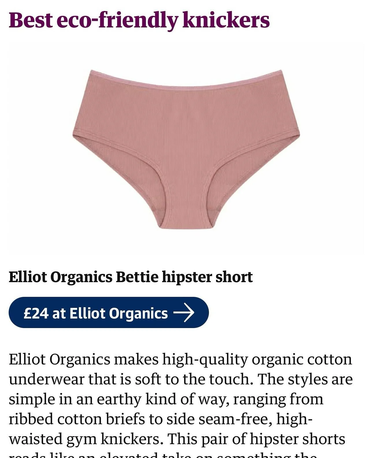 Best eco-friendly knickers! Remembering some of the great things that have happened this year 🥰

Thank you so much @guardian @ellievioletbramley for choosing elliot.

.
.
.

#theguardian #thefilter #buylessbuybetter #lessismore #organiccotton #findy