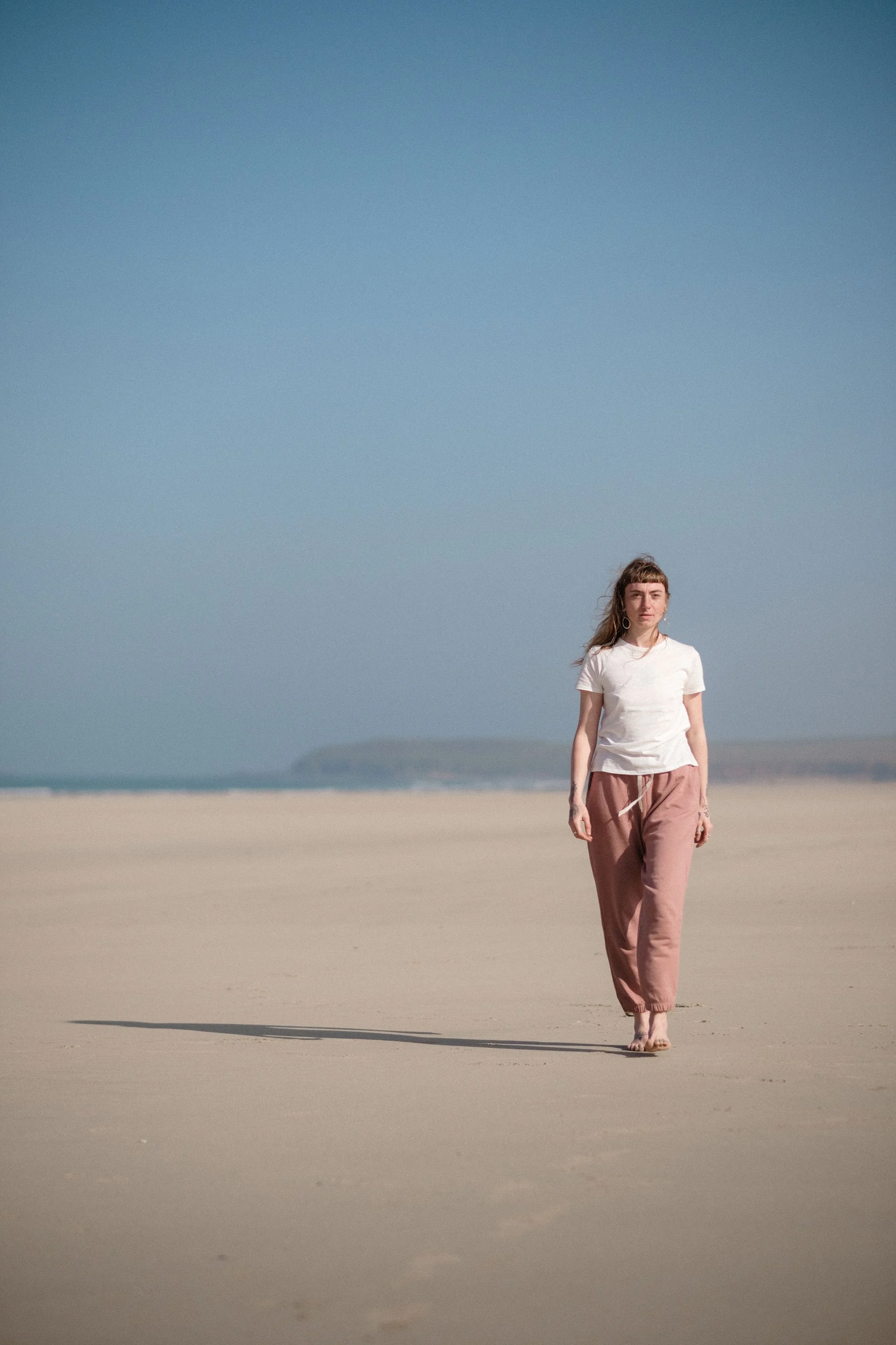 Evie Lounge Pant in Dusty Rose Organic Cotton Loopback