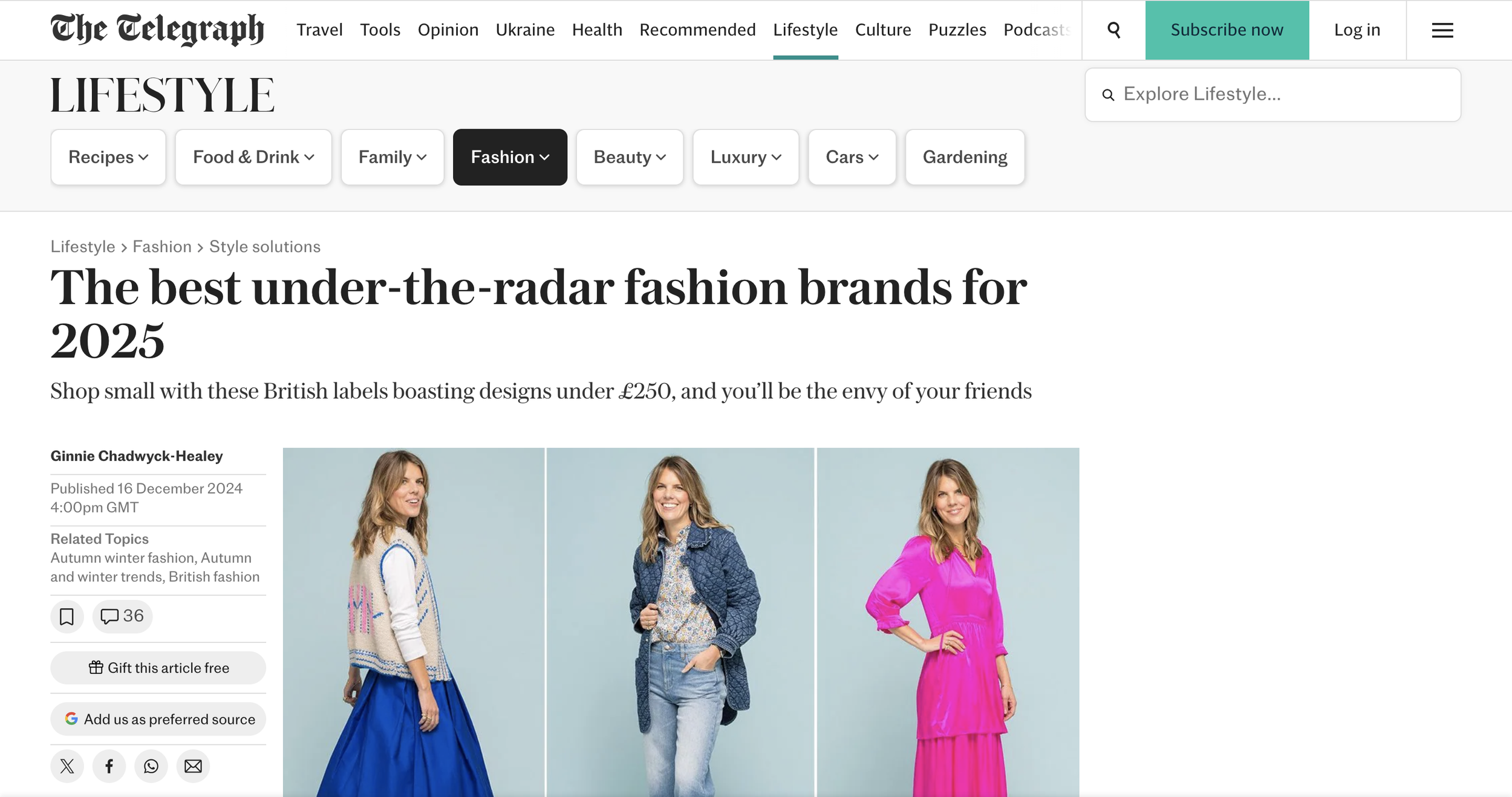 The Telegraph - The best under-the-radar fashion brands for 2025