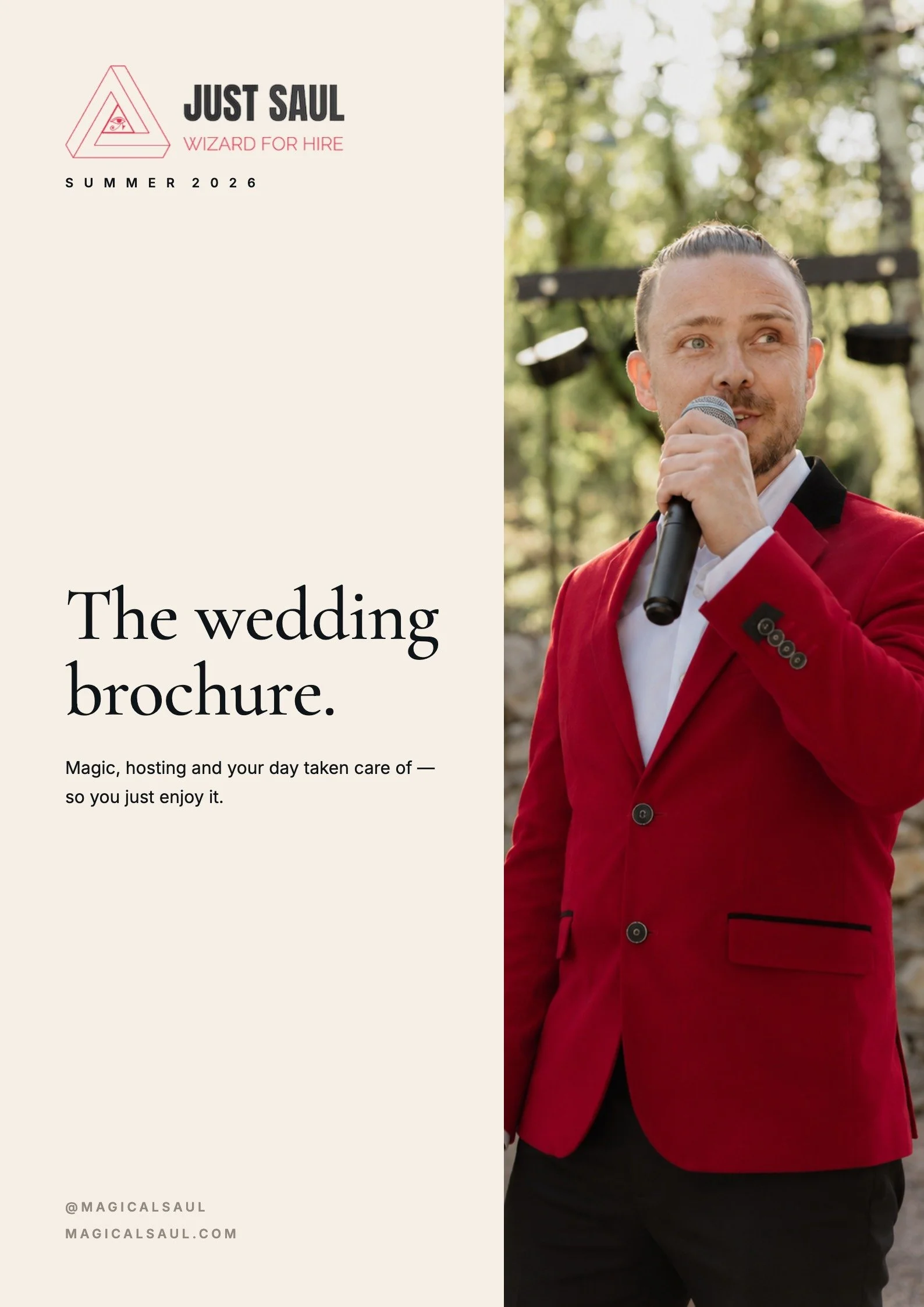 Just Saul's Summer 2026 Wedding Brochure cover