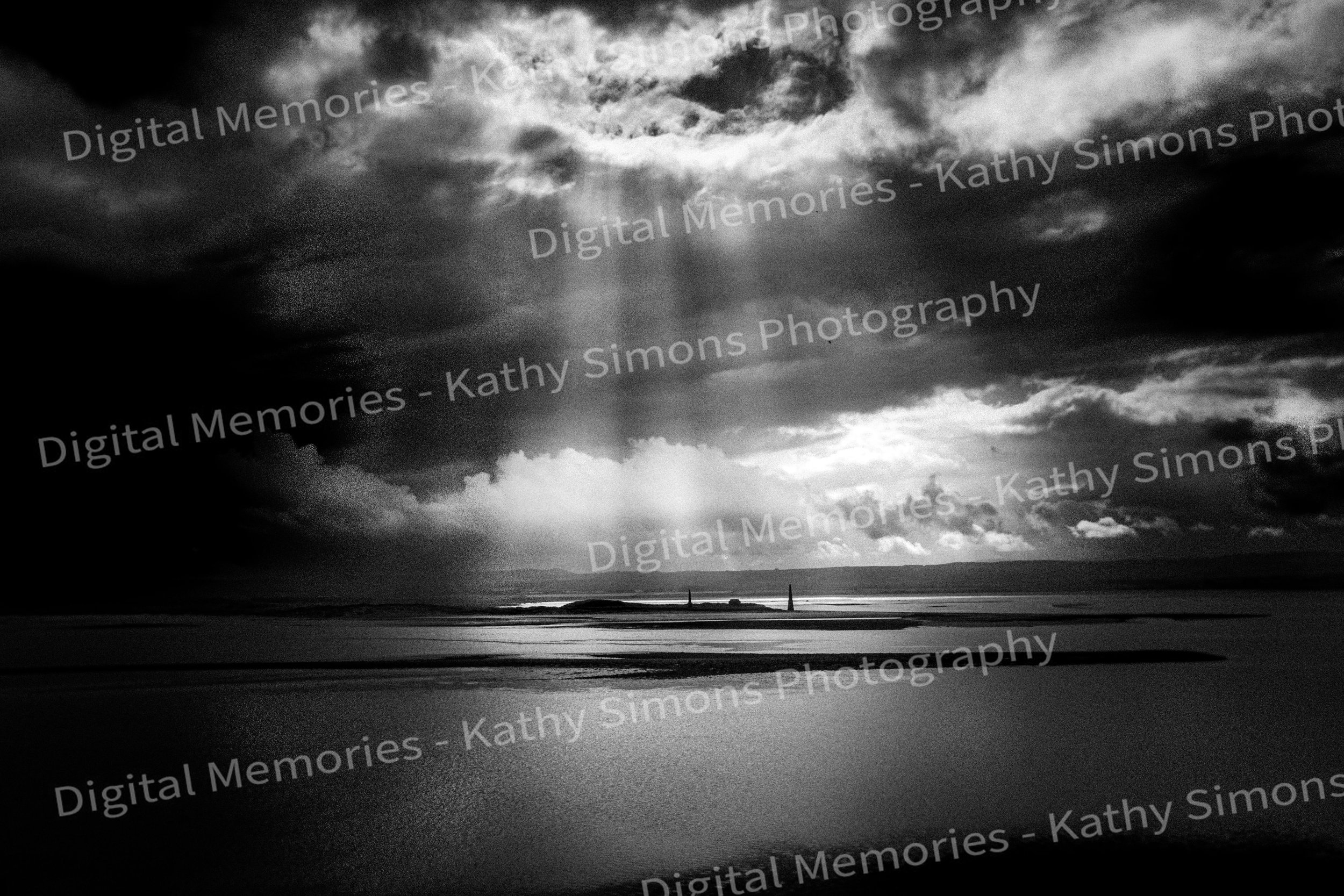 Digital Prints - Sun Rays At Lindisfarne