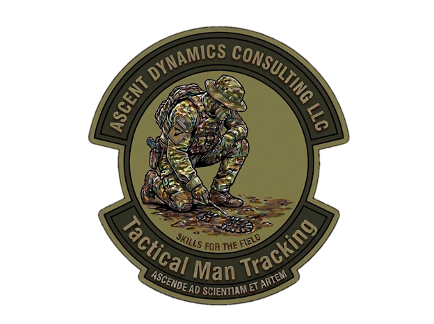 Tactical tracking patch with company name and moto.