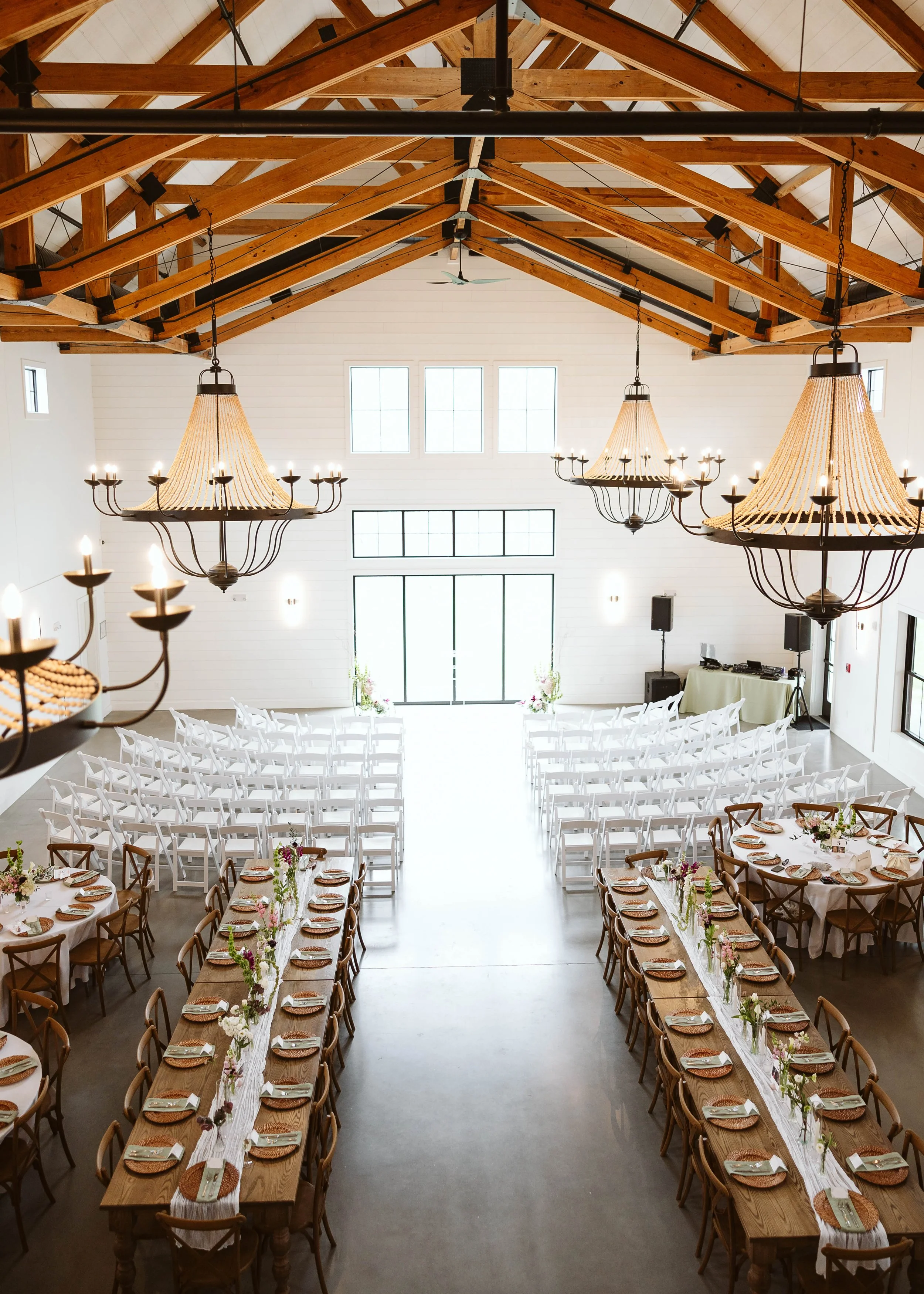 View of ceremony seating from upstairs suite balcony