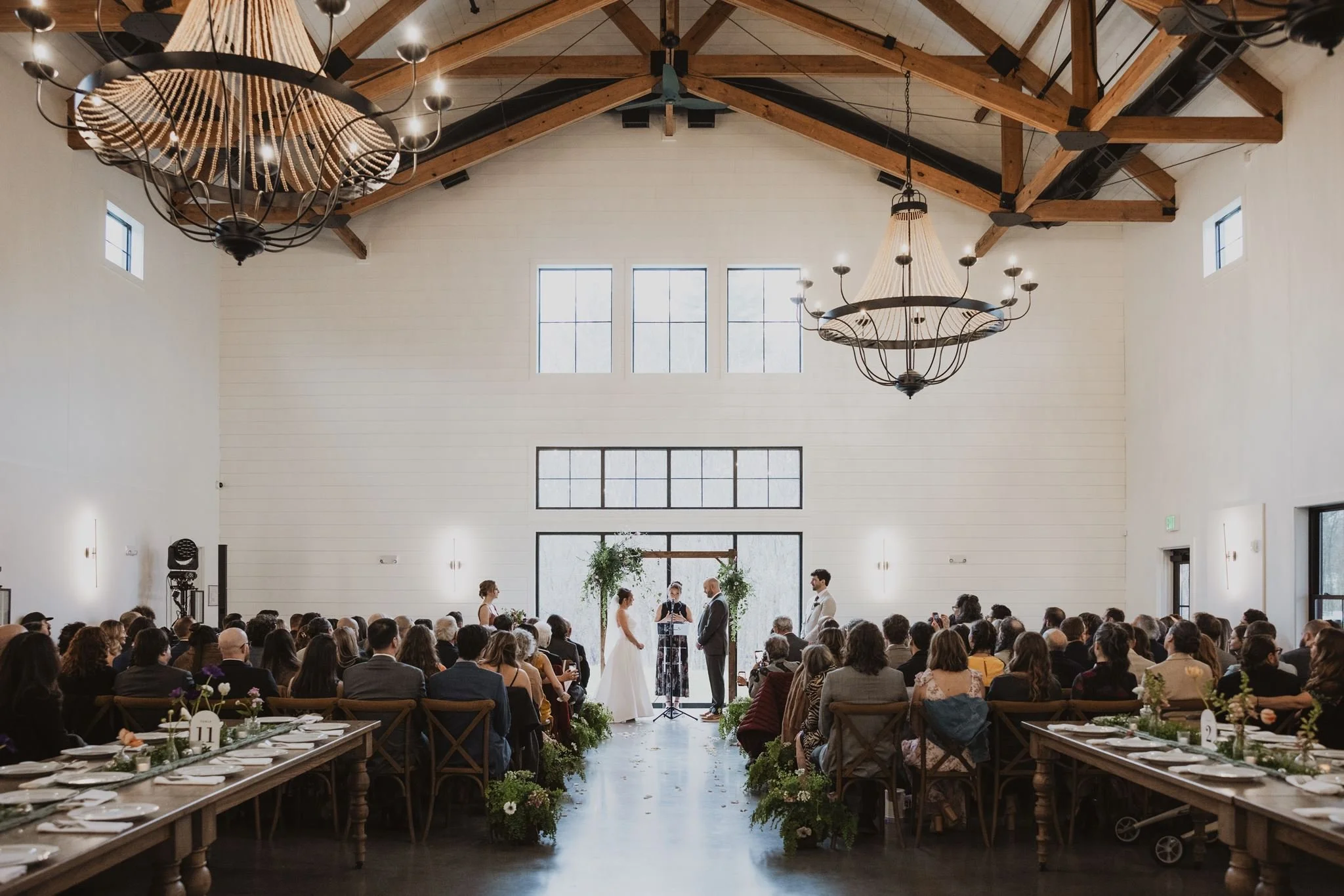 View of ceremony space from behind guest seating.