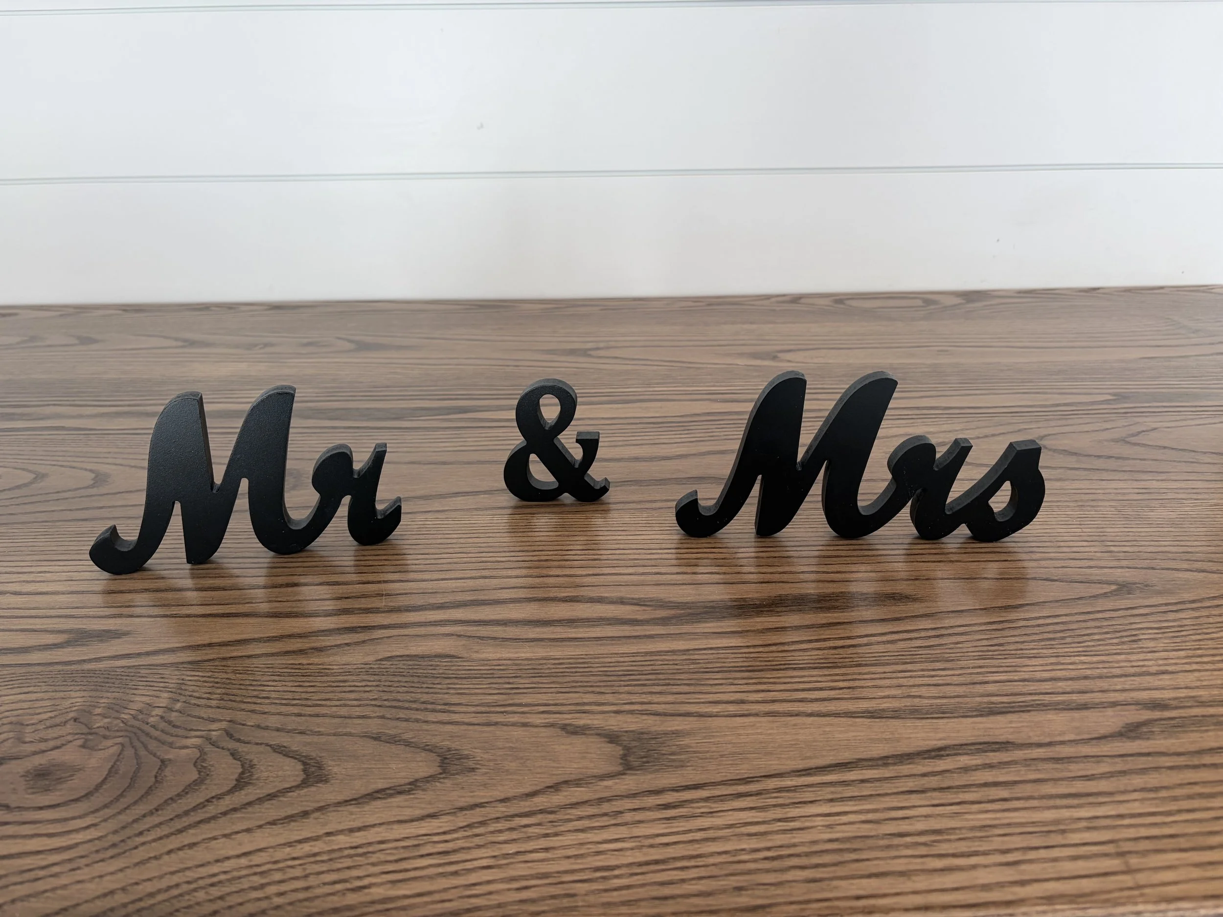 Black Wooden Cursive Mr & Mrs Sign