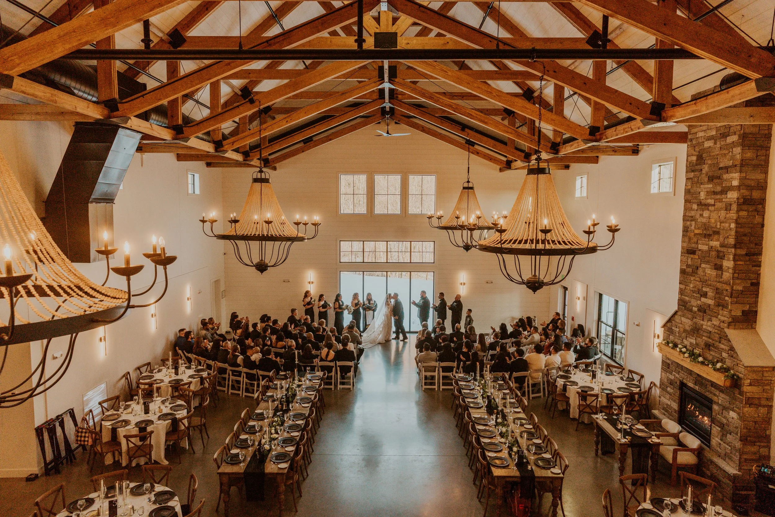 View of indoor ceremony from upstairs suite balcony.