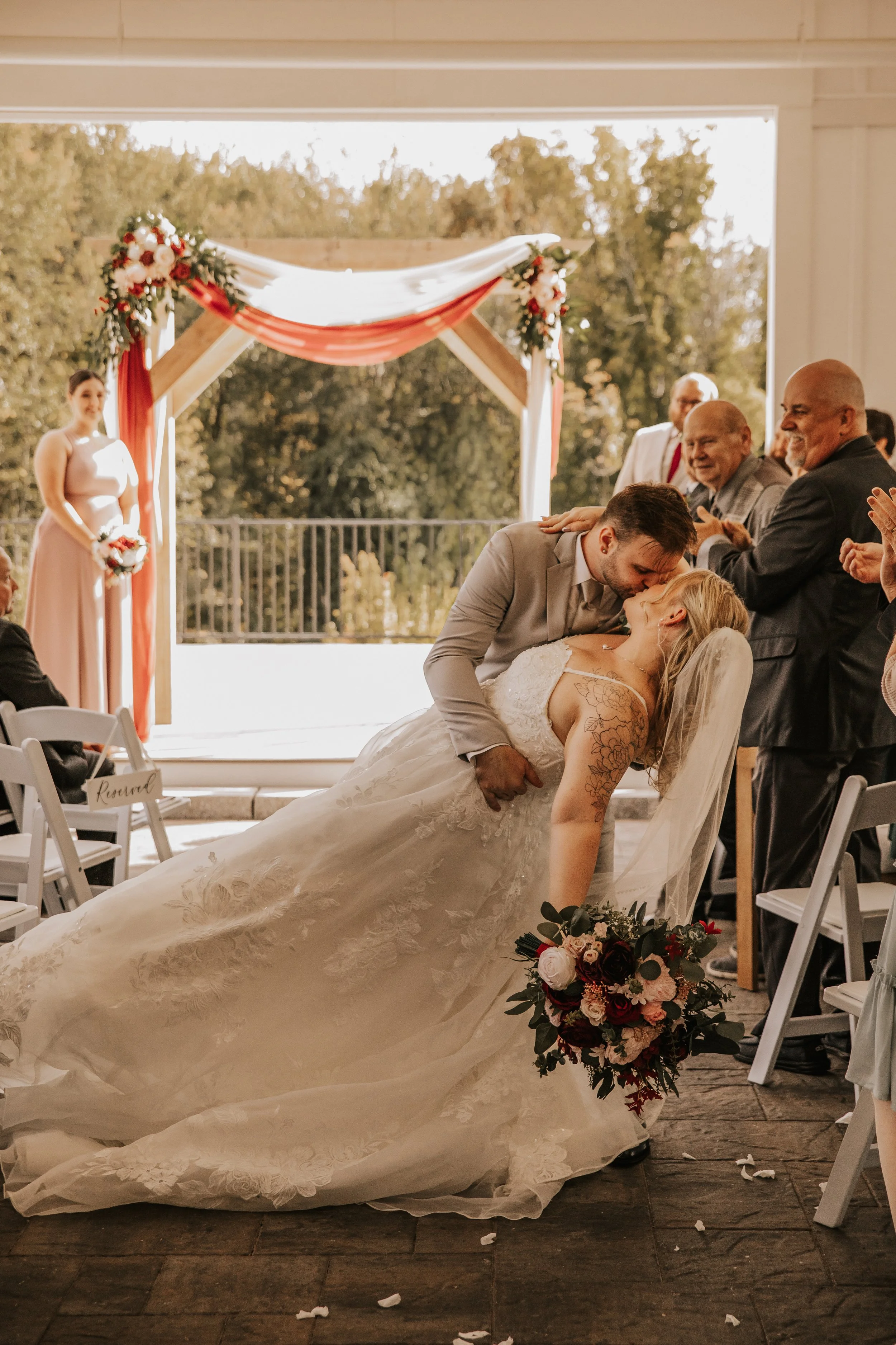 Dip at the beginning of the aisle.