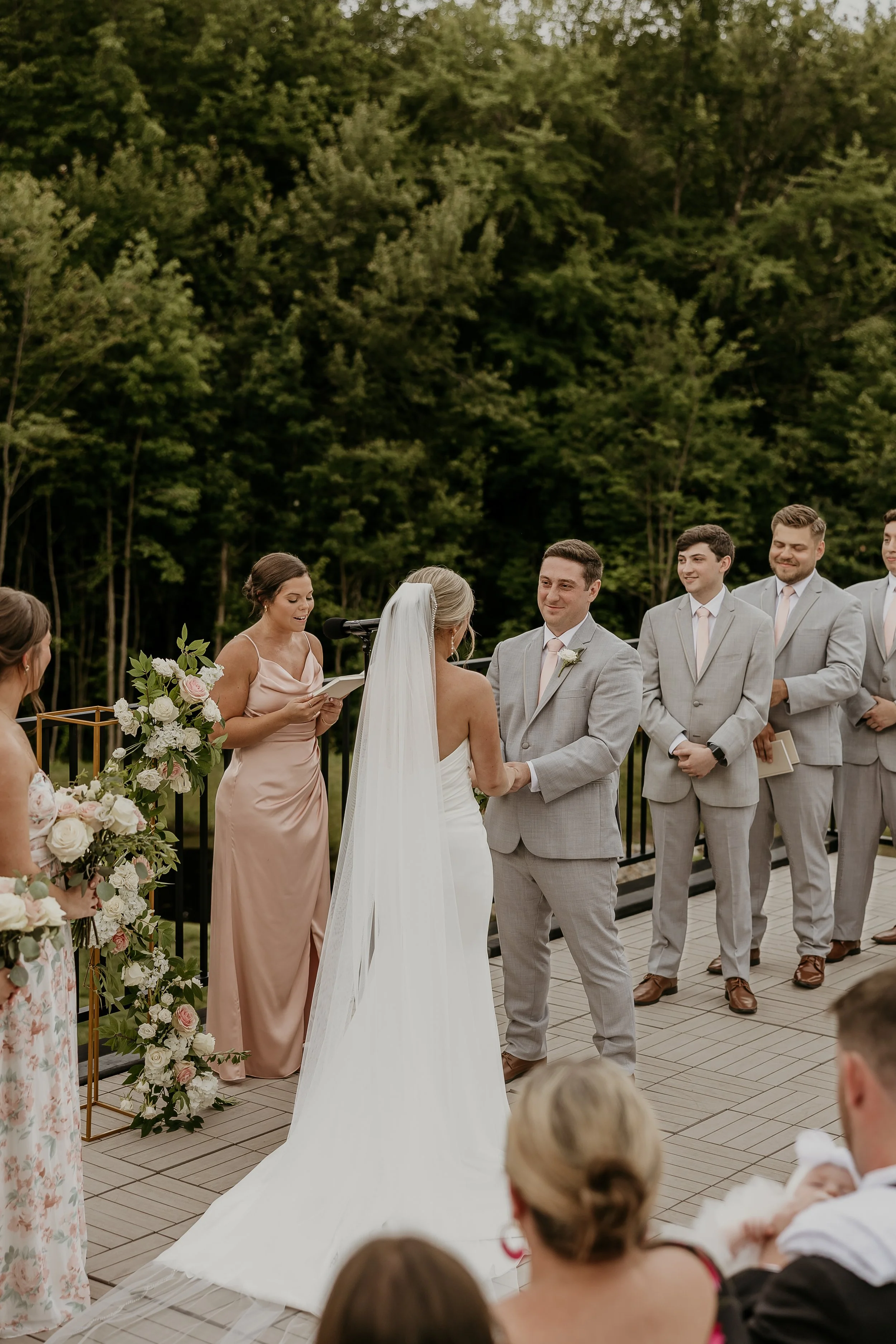 View of Roof Top Deck ceremony from front left guest seating. 