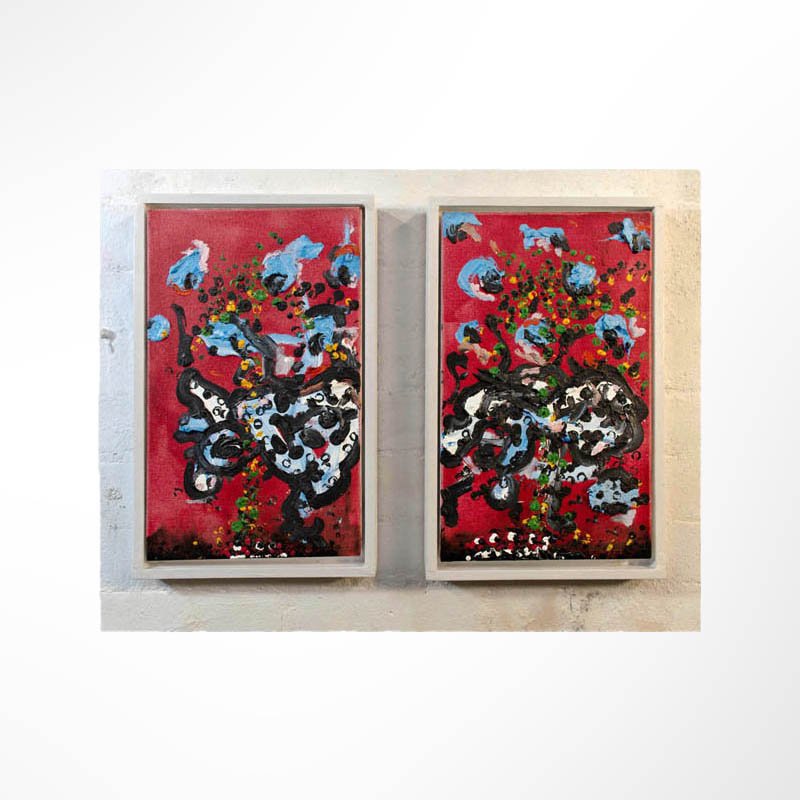 Clouds, 2025, Oil on Canvas, two panels at 38 x 45 cm each.