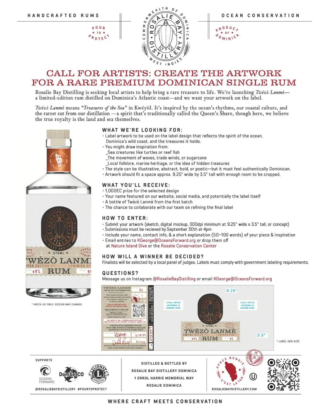 CALL FOR ARTISTS: CREATE THE ARTWORK FOR A RARE PREMIUM DOMINICAN SINGLE RUM! Interested? Check out our website NEWS &amp; EVENTS page for full info!

Did you know our organic, Caribbean crafted @RosalieBayDistillery single rum is produced and shippe