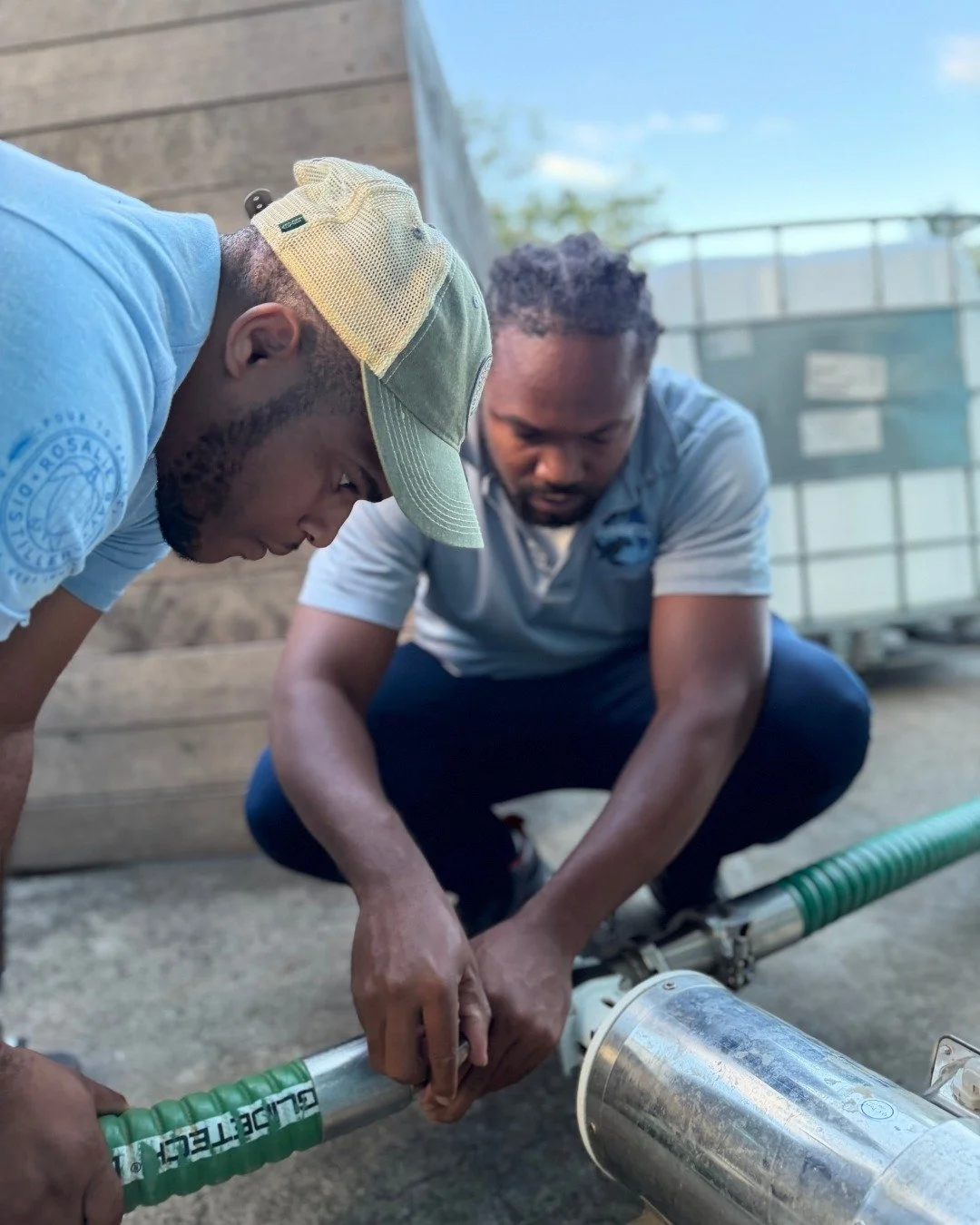 Always so much to do!  Here Patrice and Jovan are moving fermented wash into the still.

....
Did you know our organic, Caribbean crafted @RosalieBayDistillery single rum is produced and shipped sustainably? We can track the sugar cane from field to 