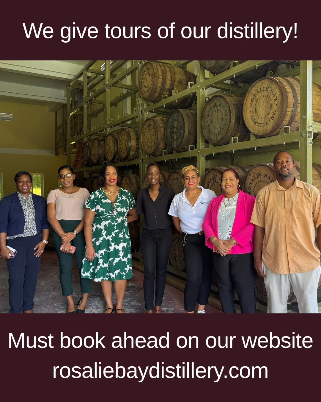 Did you know we give tours at Rosalie Bay Distillery? We are a small distillery and give small group tours when the team is available. Visitors need to reserve in advance by booking ahead on our website. Staff is not available for drop-in visits due 