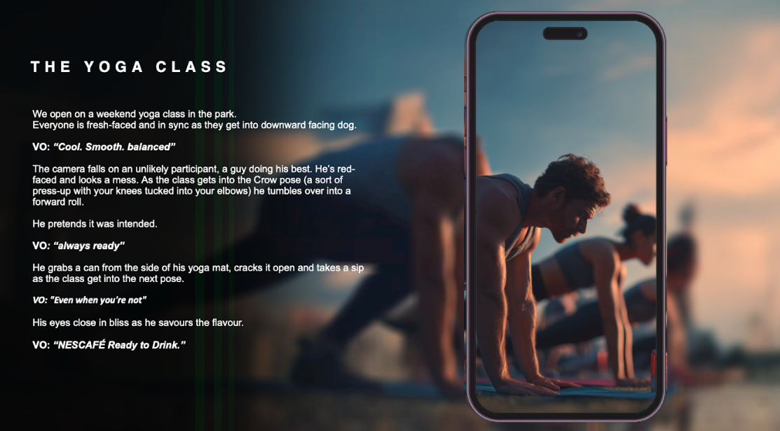 Nescafé read-to-drink launch TVC script.