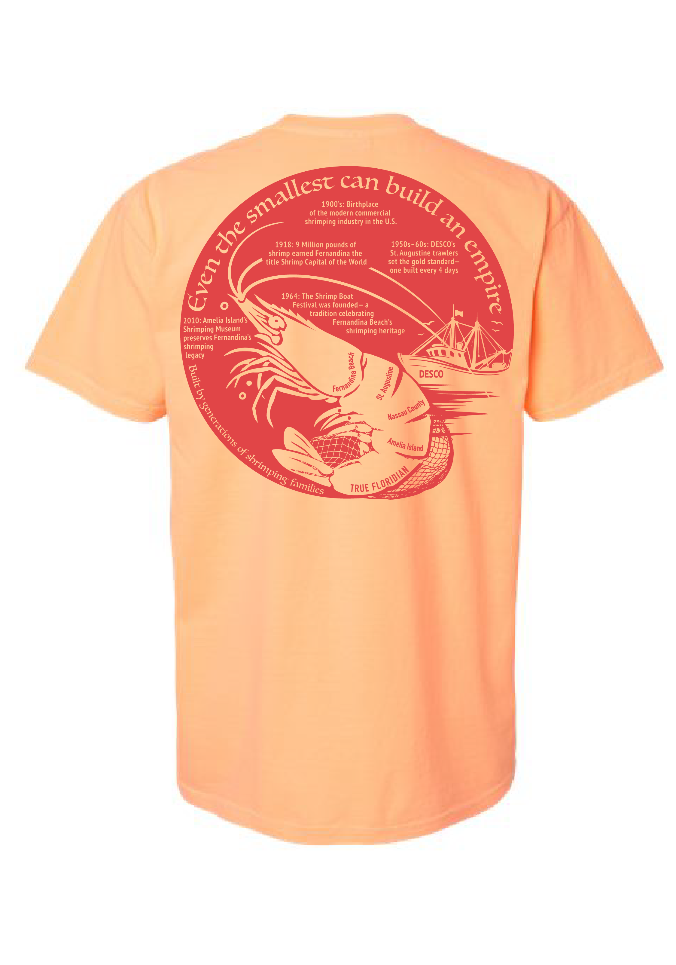 Florida Shrimp T-Shirt with vintage shrimp graphic inspired by Fernandina Beach shrimping heritage