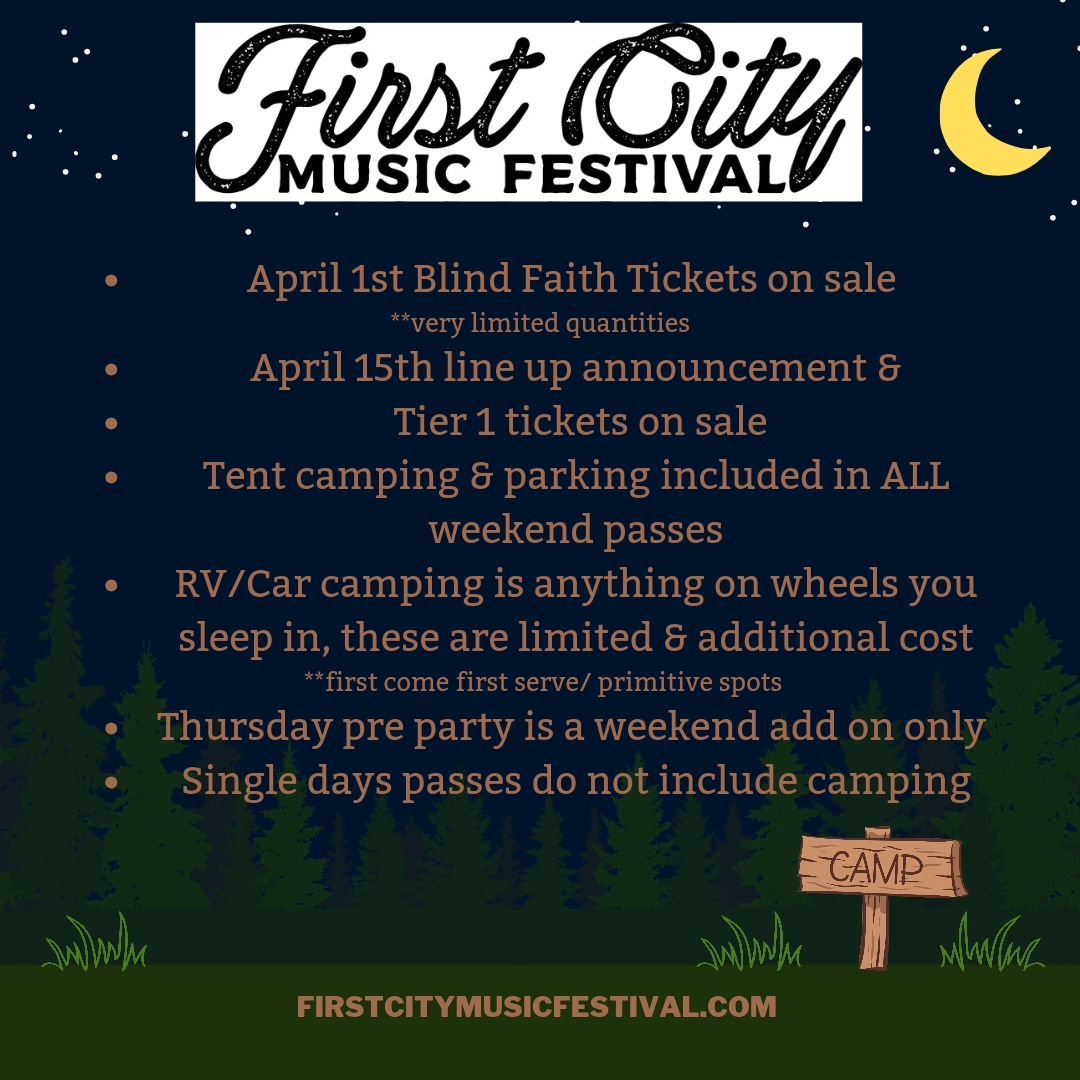 🎫TICKET ANNOUNCEMENT INFO🎫

Hey friends, we have some changes for tickets for this year. Please be aware of these changes before purchasing your tickets! 

✨April 1st- Blind Faith Tickets on sale, these are only $100 and very limited! 

✨April 15 -