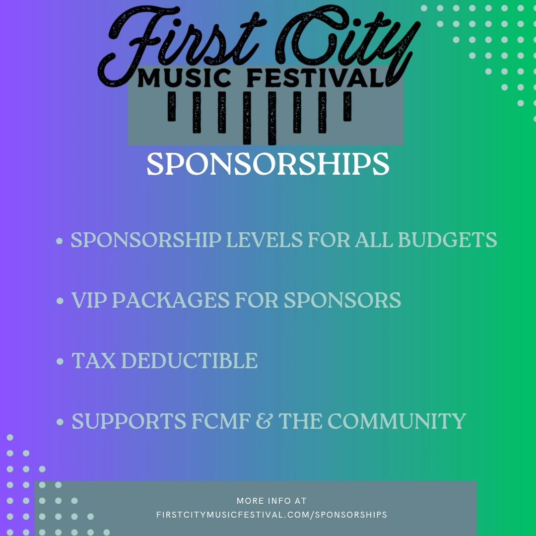Did you know #fcmf is a non-profit? We rely on your support to bring music &amp; art to our community! We have lots of great perks for our sponsors! If you would like to help support our event, you can learn more by visiting ⤵️
firstcitymusicfestival