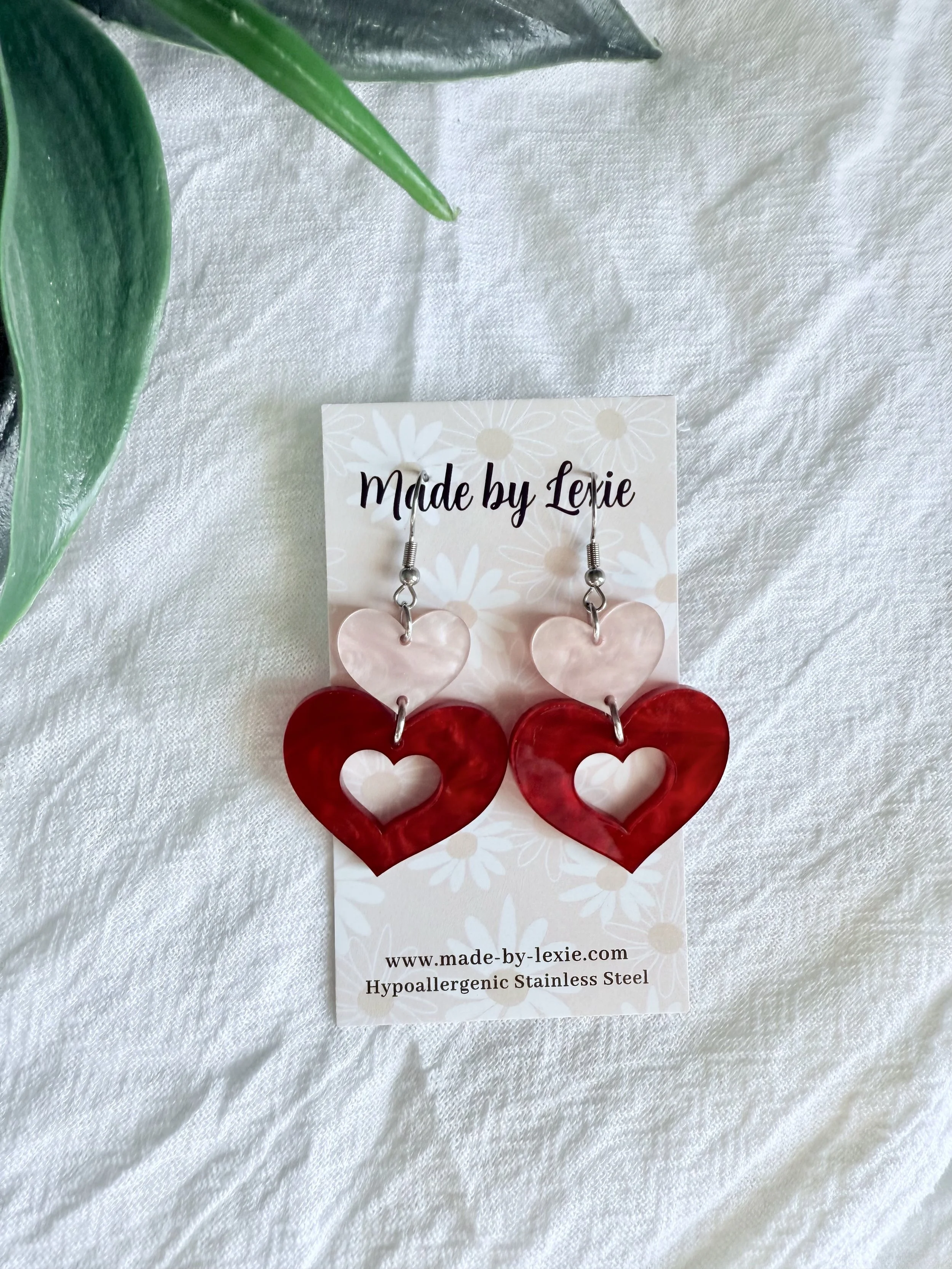 Red & Pink Heart Earrings