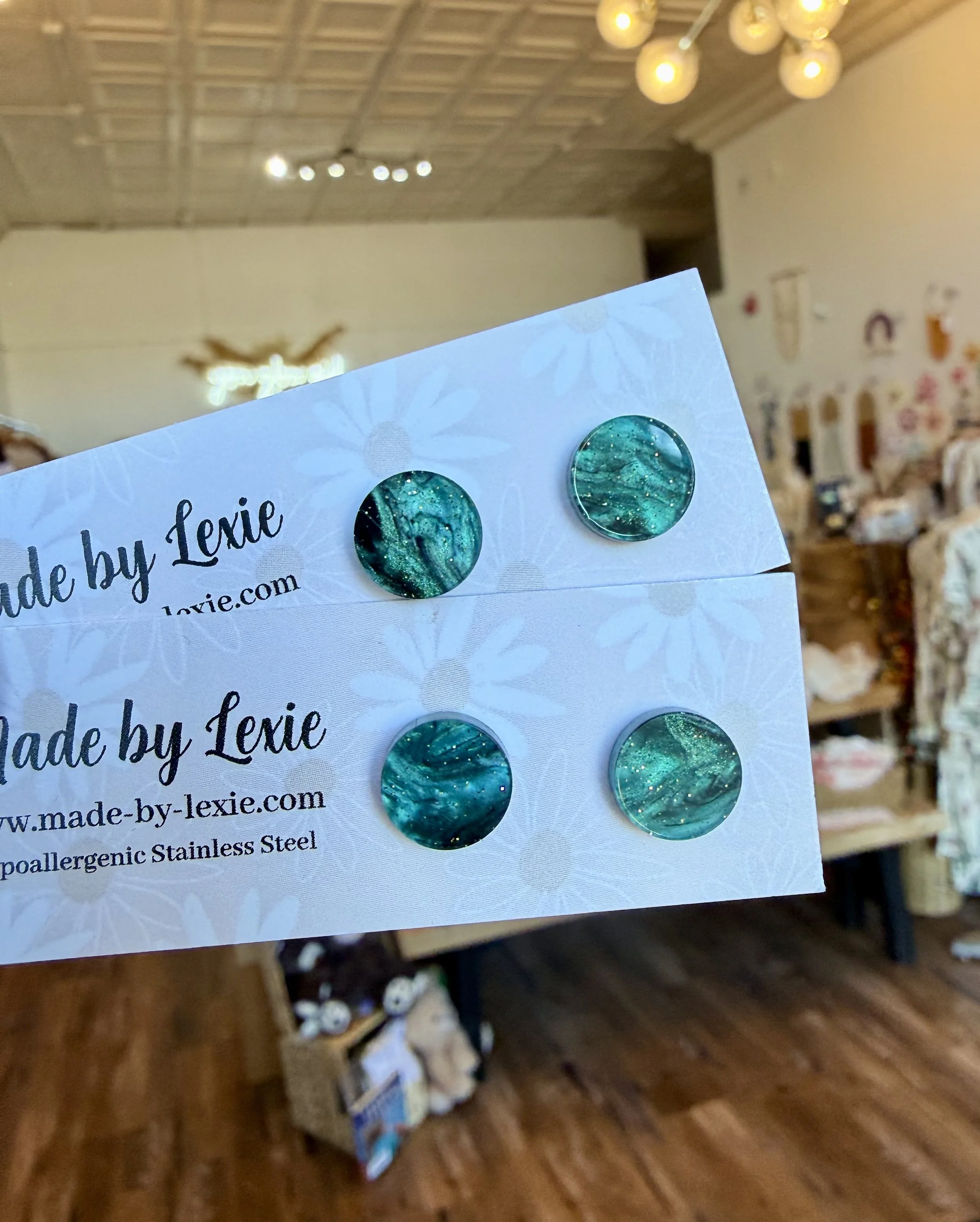 Green Swirl Stud Earrings