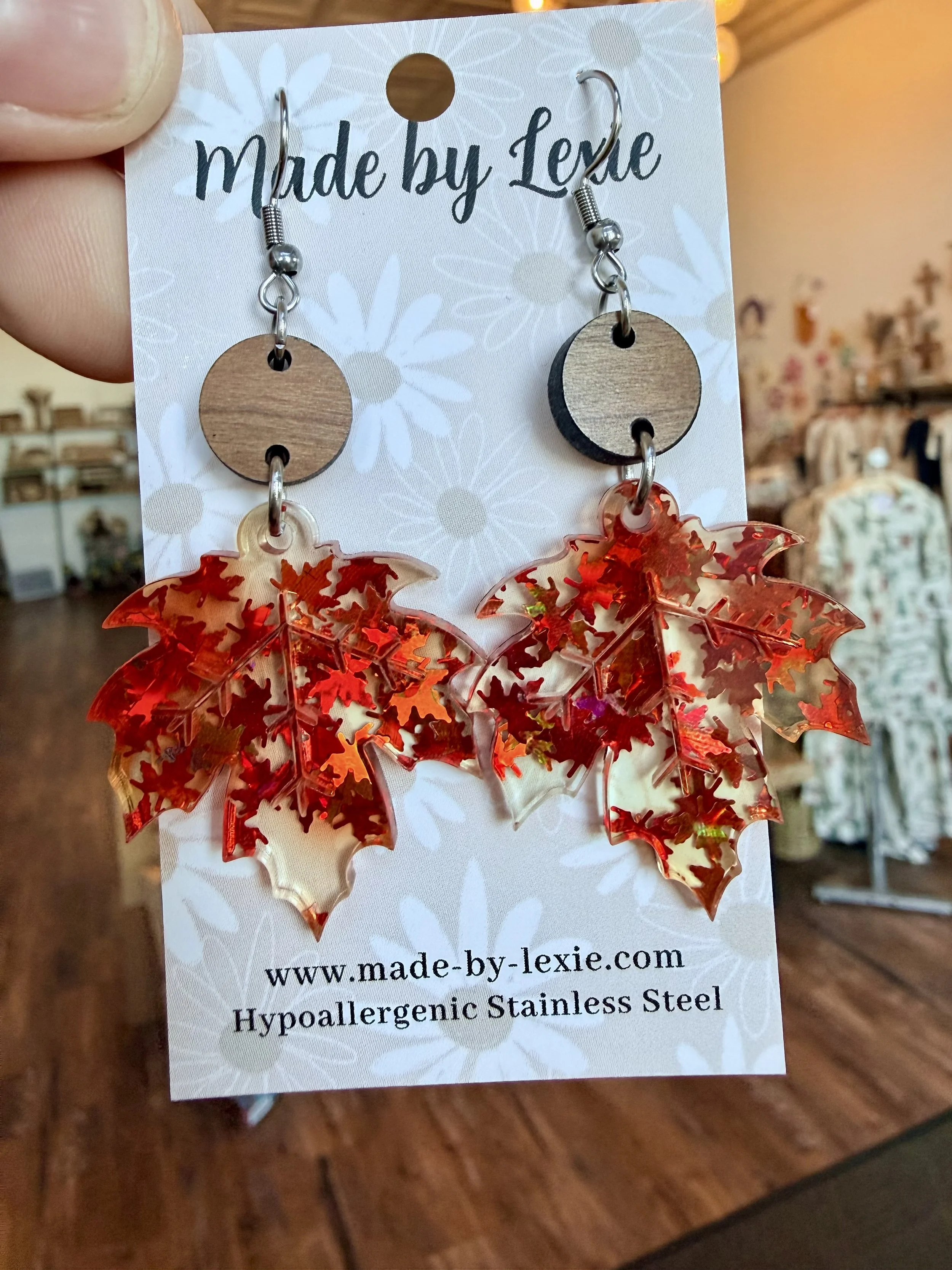 Sparkly Maple Leaf Dangles