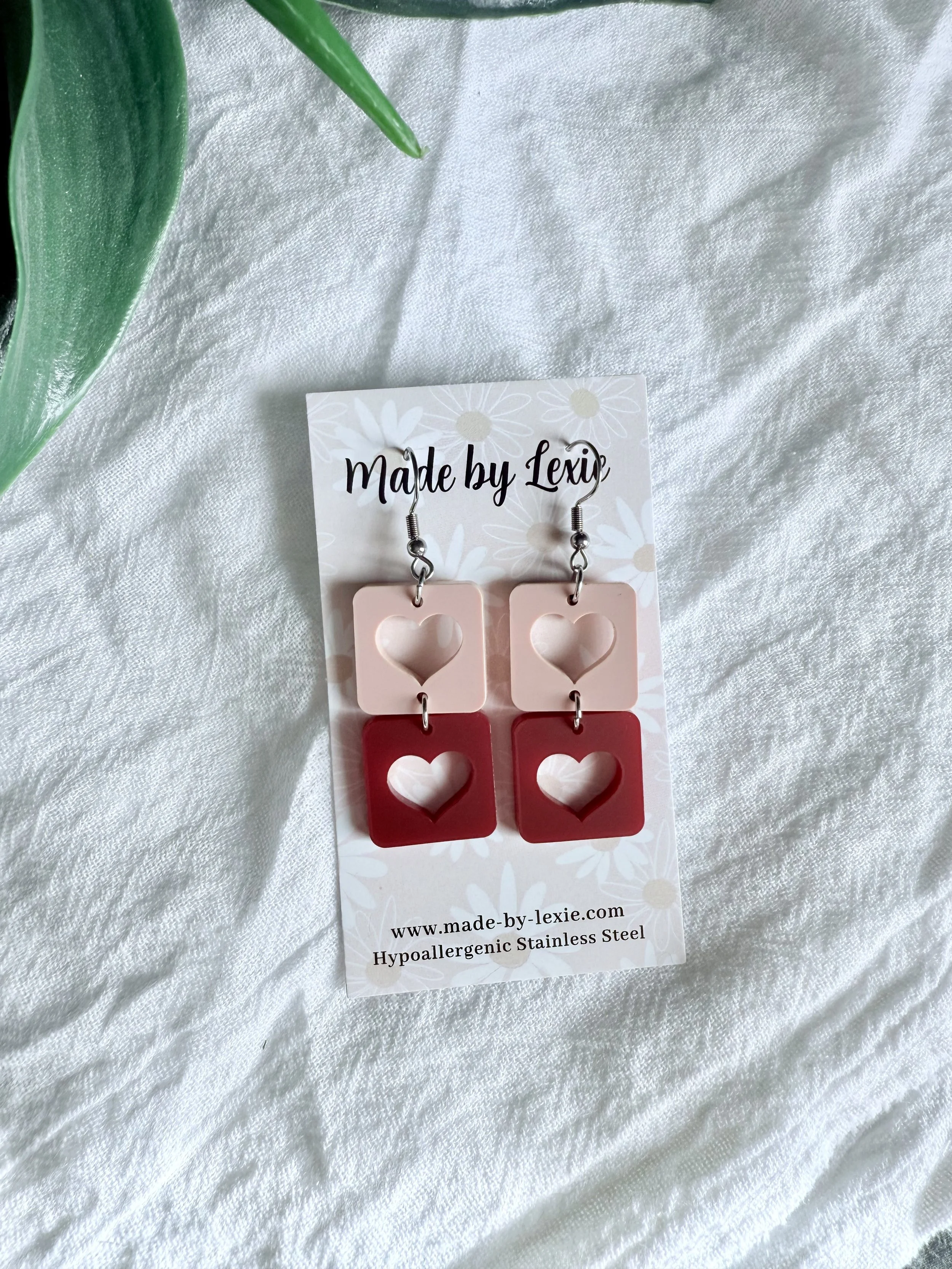 Valentine Heart Block Earrings