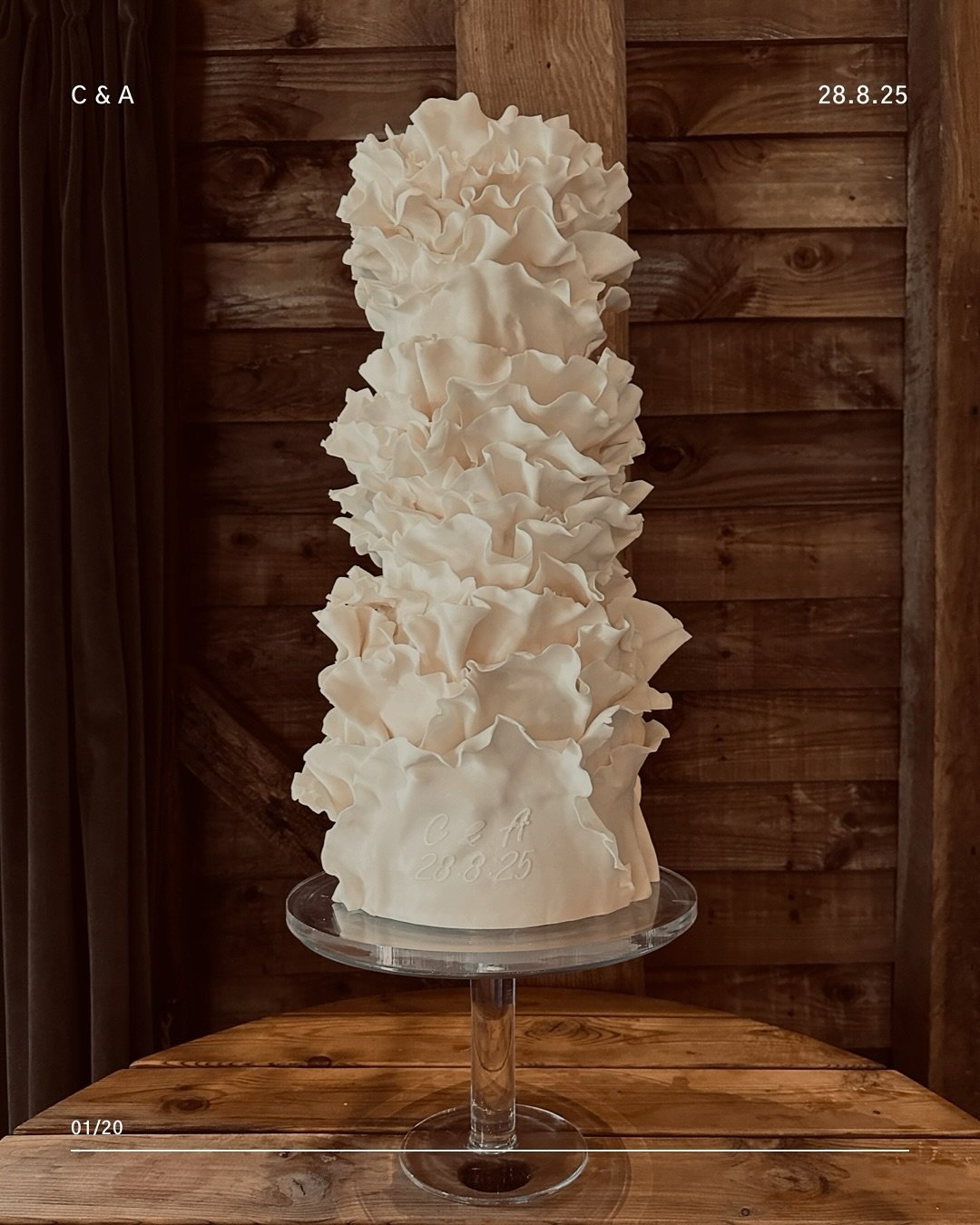 A barn adorned with flowers.  A set up so pretty it took my breath away.  A ruffle cake dusted in a delicate peach hue, initialled and dated.  An incredible team that brought it all together and didn&rsquo;t miss a beat.  I&rsquo;ll never forget this