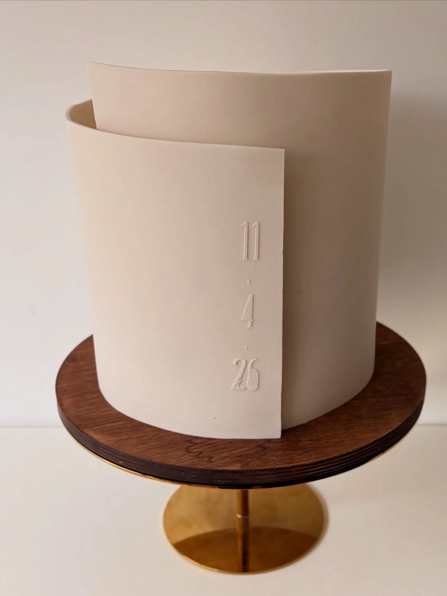 Quietly considered.

Created for an intimate wedding at  The Greenhouses, 1 Marylebone &mdash;  calm, refined and beautifully understated. 

Led by clean lines, form and restraint, crafted using the ACS method.

The date, softly stencilled into the s