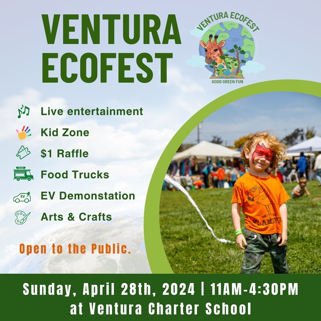As proud partners for this year&rsquo;s @ventura_ecofest we invite you to join us on Sunday, April 28th, 2024, from 11:00am - 4:30pm at the Ventura Charter School Campus! This free event is fun for the whole family including activities such as:⁠
⁠
FO