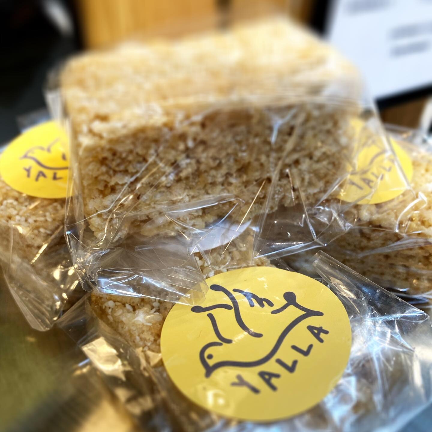 We&rsquo;ve got a new treat for you &mdash; Tahini Rice Krispie Treats! All the deliciousness of halvah, in the familiar, comforting form of your favorite childhood snack! #yalla #yallaATL #tahini #halva #halvah #ricekrispytreats #ricekrispietreats #