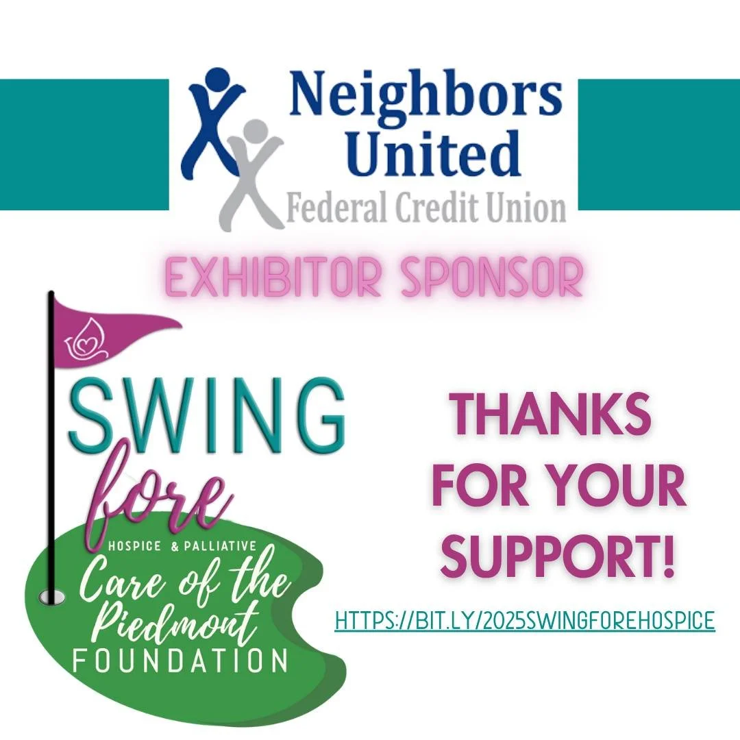 👏 Hats off to Neighbots United Federal Credit Union for stepping up as an Exhibitor Sponsor for our Swing Fore Hospice Golf Tournament! You&rsquo;re helping us keep hospice care strong in our community.

📅 Thursday, Sept. 4 at Greenwood Country Clu