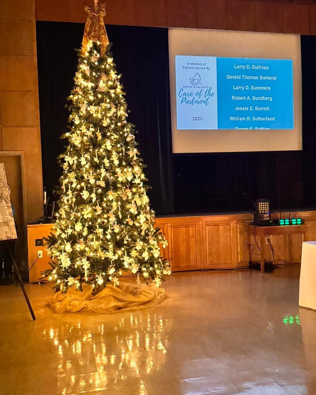 We had a beautiful memorial service on Tuesday evening. Surrounded by the glow of the Christmas trees at First Baptist Church and the Memorial Tree Lighting, it was a truly meaningful time of remembrance. We are grateful to Rev. Quincy Baylor, Pastor